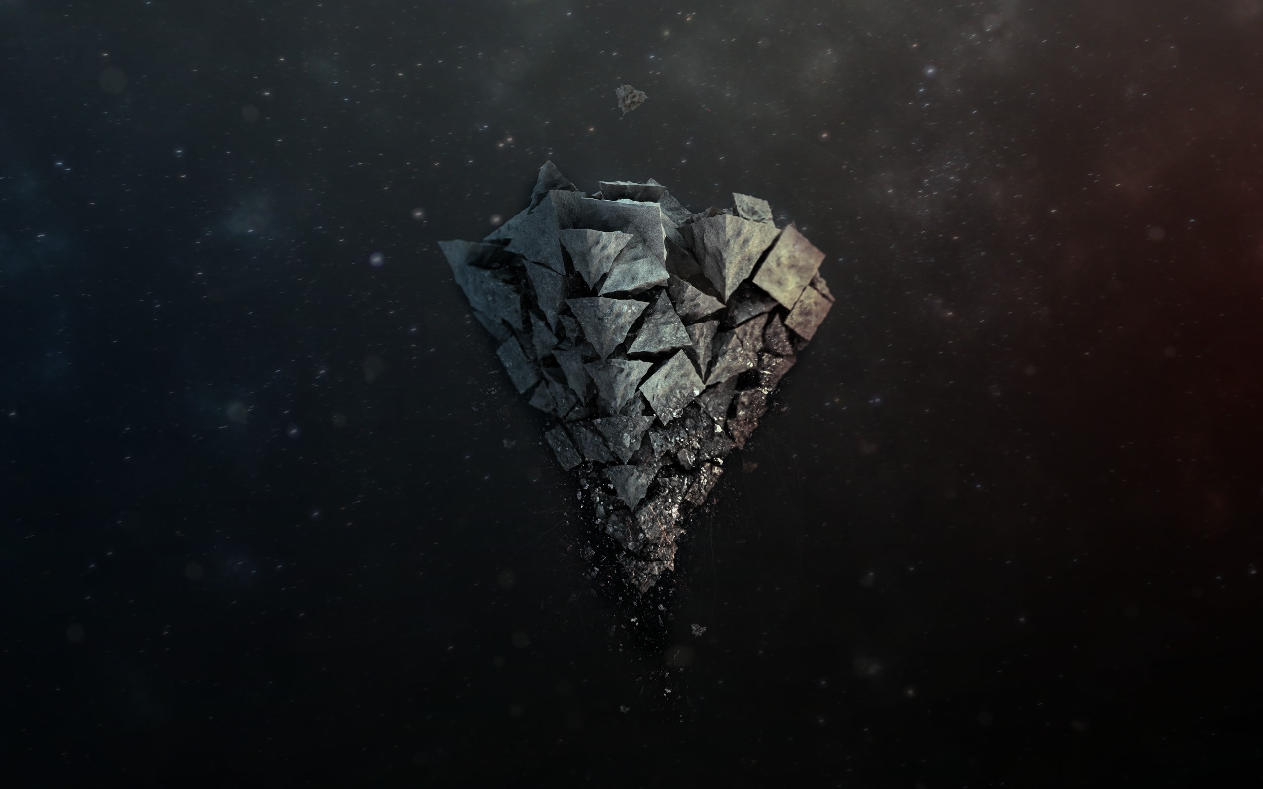 Shards, still life, close-up, night, Stone, Background, art and craft, gray, copy space, paper, craft, broken, indoors, 2K, studio shot, emotion, Light, HD Wallpaper