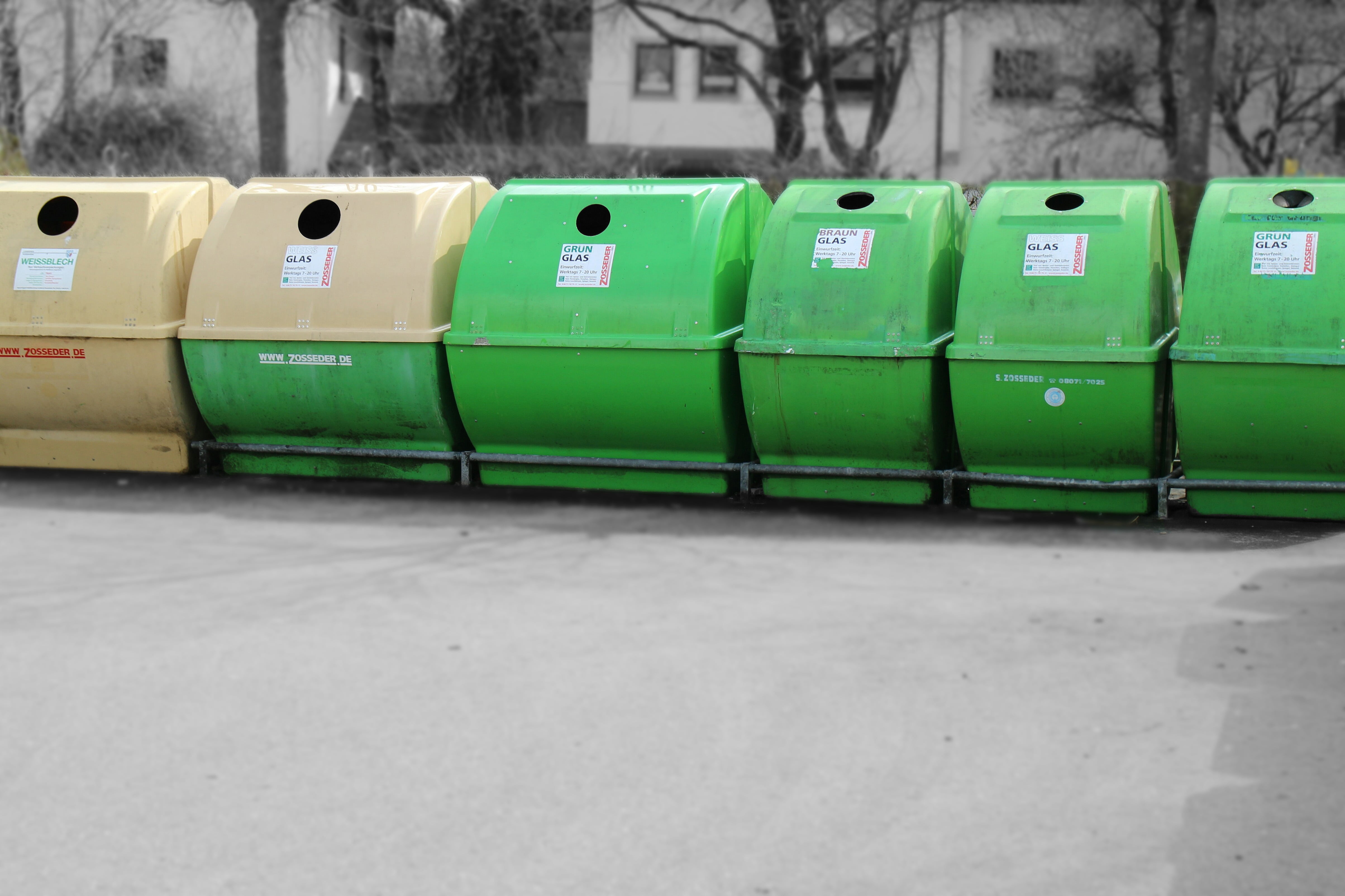 side by side, beige, recycling, disposal, metal, business, green color, nature, separation, repetition, glass waste, in a row, communication, house, order, HD Wallpaper