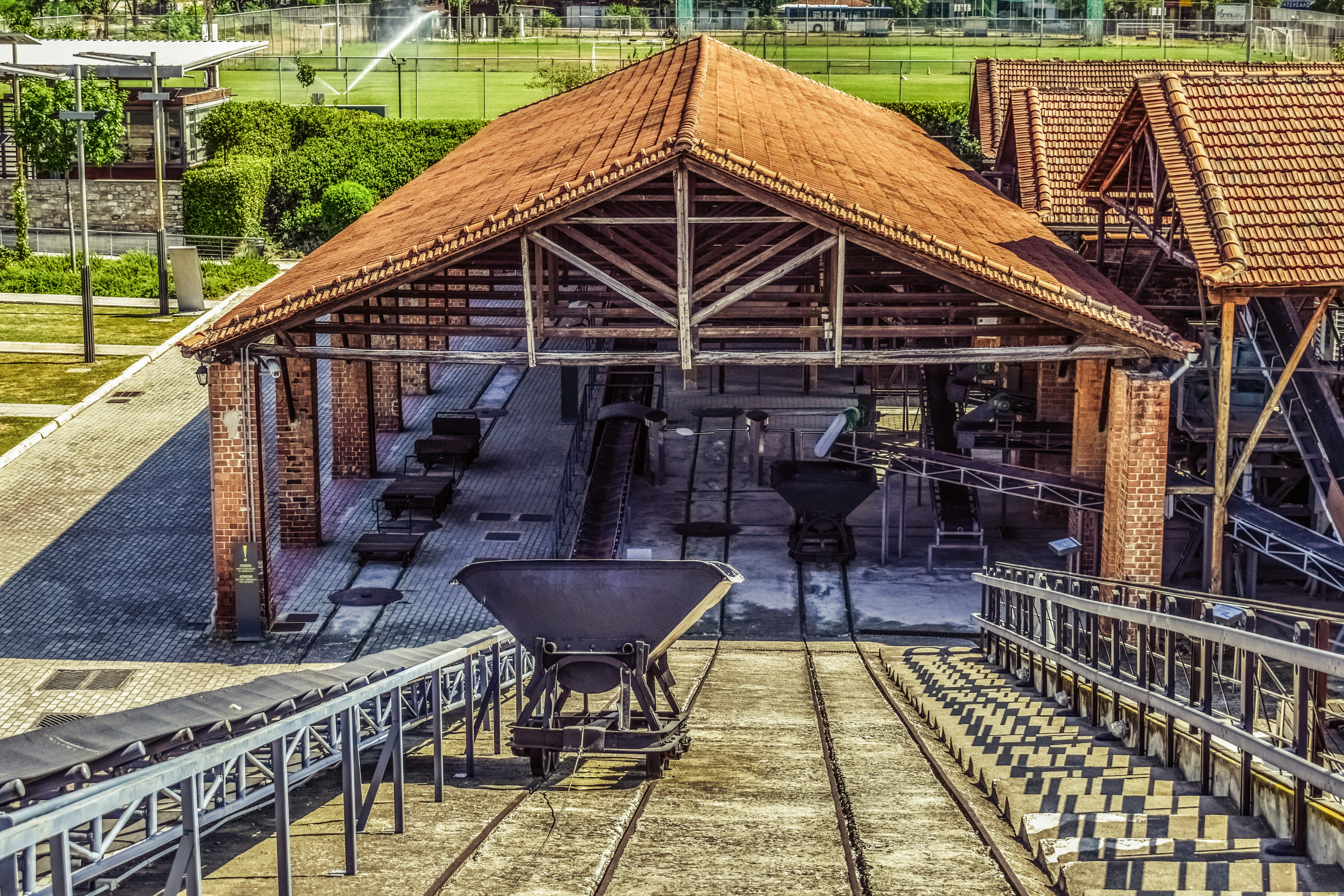 building, wagon, greece, railing, brick factory, volos, built structure, transportation, metal, reuse, nature, outdoors, real people, tsalapatas museum, HD Wallpaper
