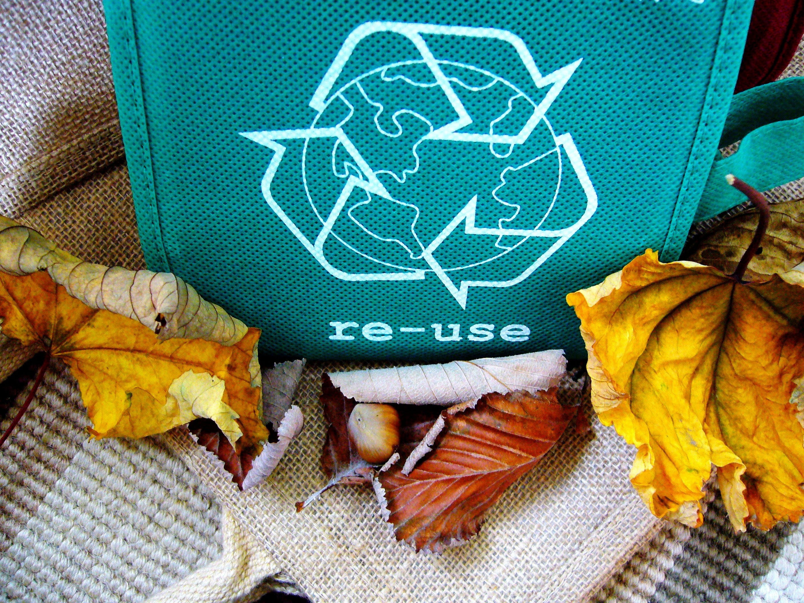 reused, change, bag, indoors, clothing, scarf, reuse, fabric, leaves, pattern, no people, nature, textile, art and craft, 2K, yellow, high angle view, HD Wallpaper