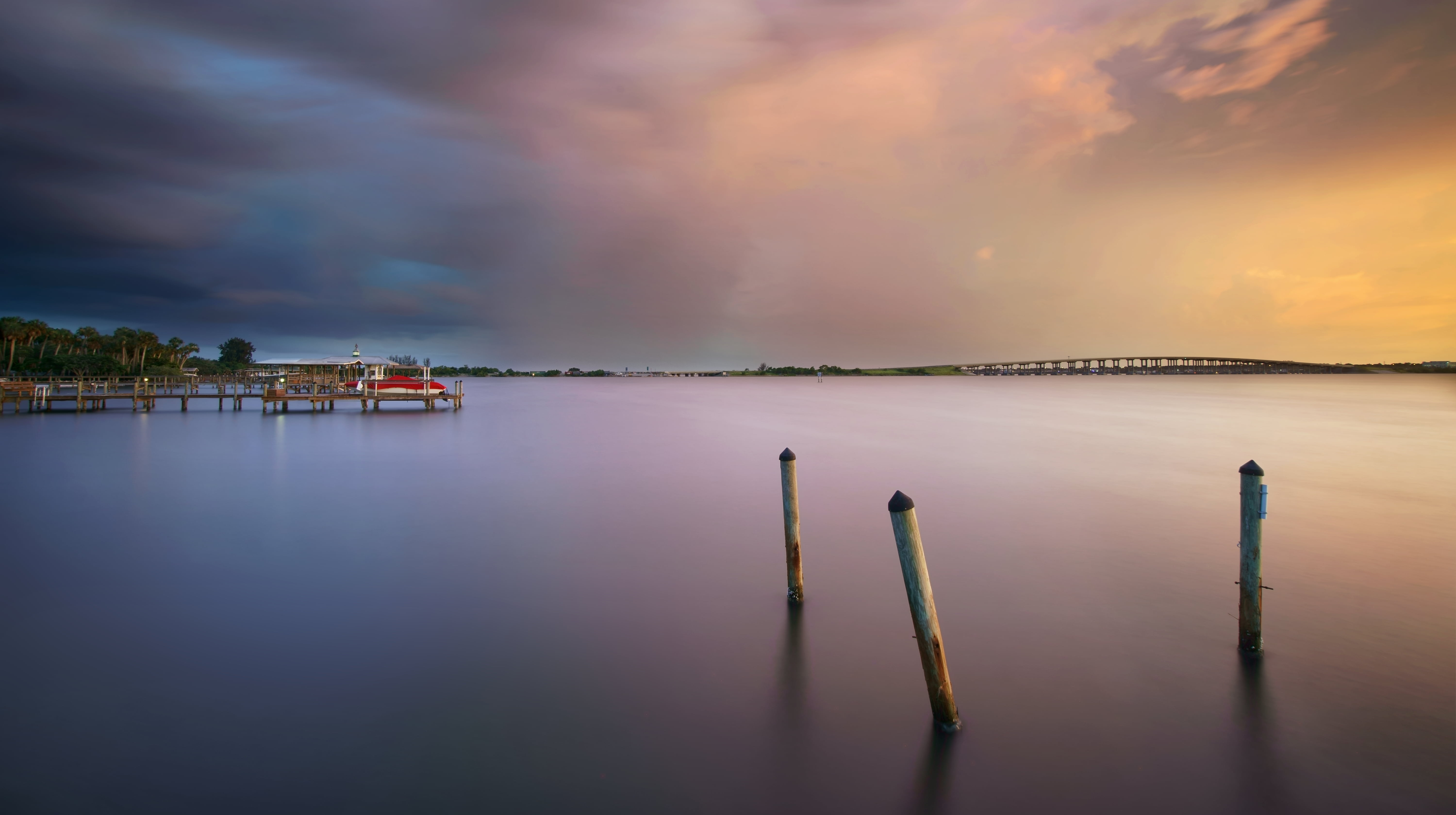 app, panoramic, brevard  county, pleasure  boat, long  exposure, icw, panoramic photo, sea, speedboat, southern sky, photo, hurricane, sunset, Stormy, water, HD Wallpaper