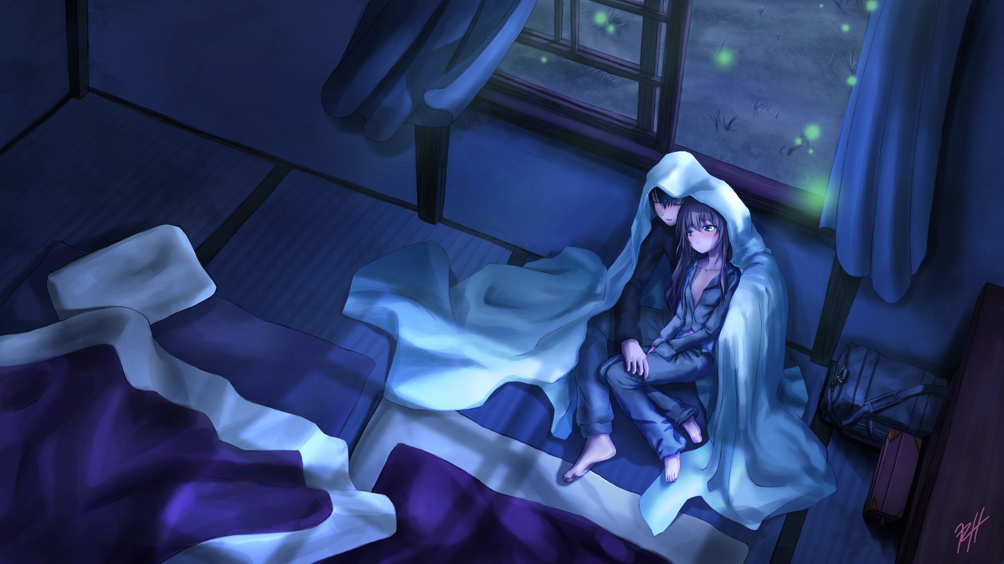 windows, girls, beds, panes, blanket, hd, window, technology, art, Toradora, 2K, x, anime, HD Wallpaper