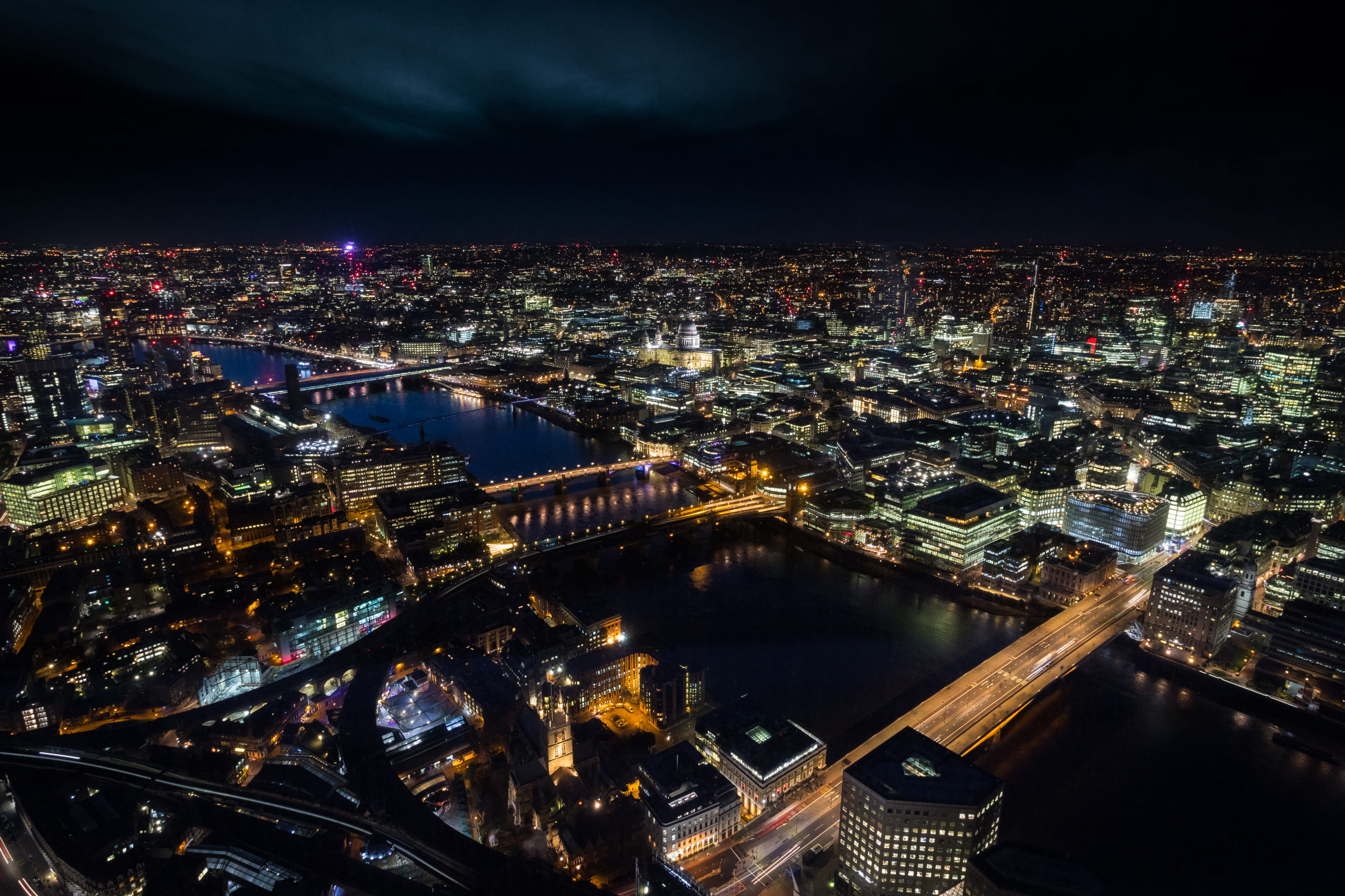 bridge, city, built structure, landscape, travel destinations, town, housing, urban, scenery, modern, Cityscape, River Thames, no people, office building exterior, HD Wallpaper