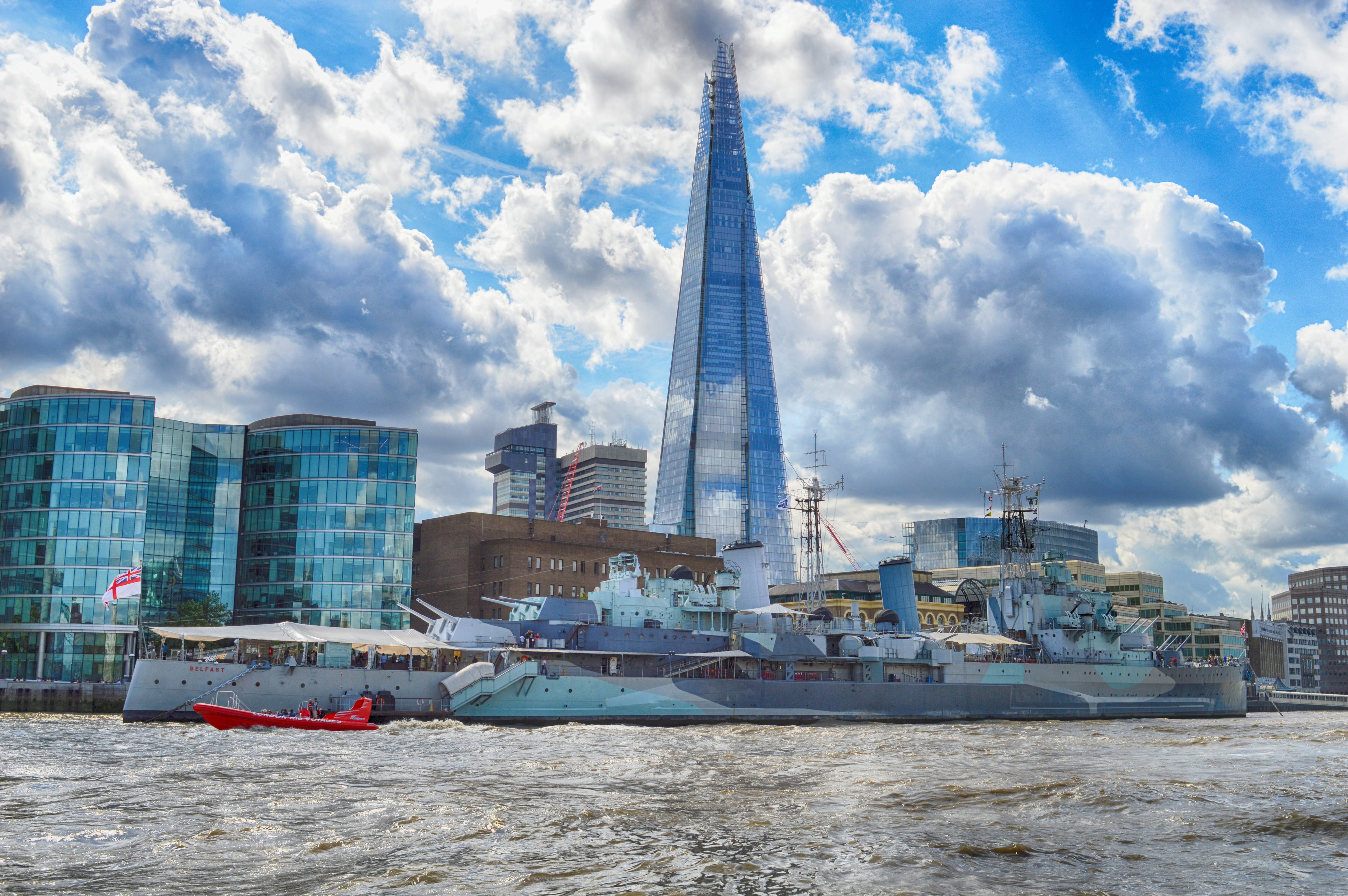 building Exterior, tall - high, thames River, office building exterior, famous Place, no people, architecture, 5K, day, blue, modern, city, capital Cities, HD Wallpaper
