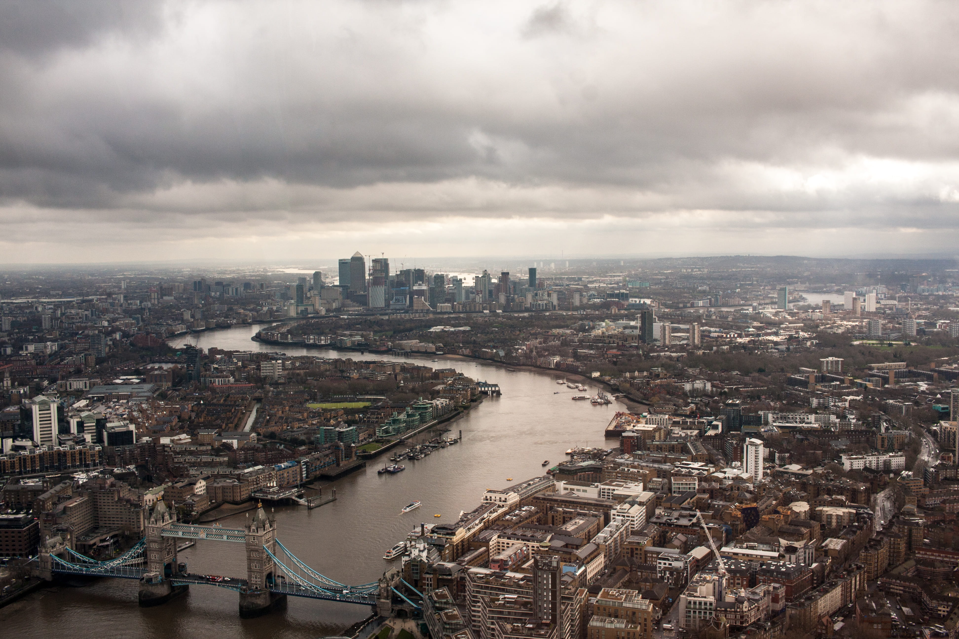 city, no people, vehicle, cityscape, urban skyline, boat, urban, water, ferris wheel, high angle view, office building exterior, london, transportation, HD Wallpaper