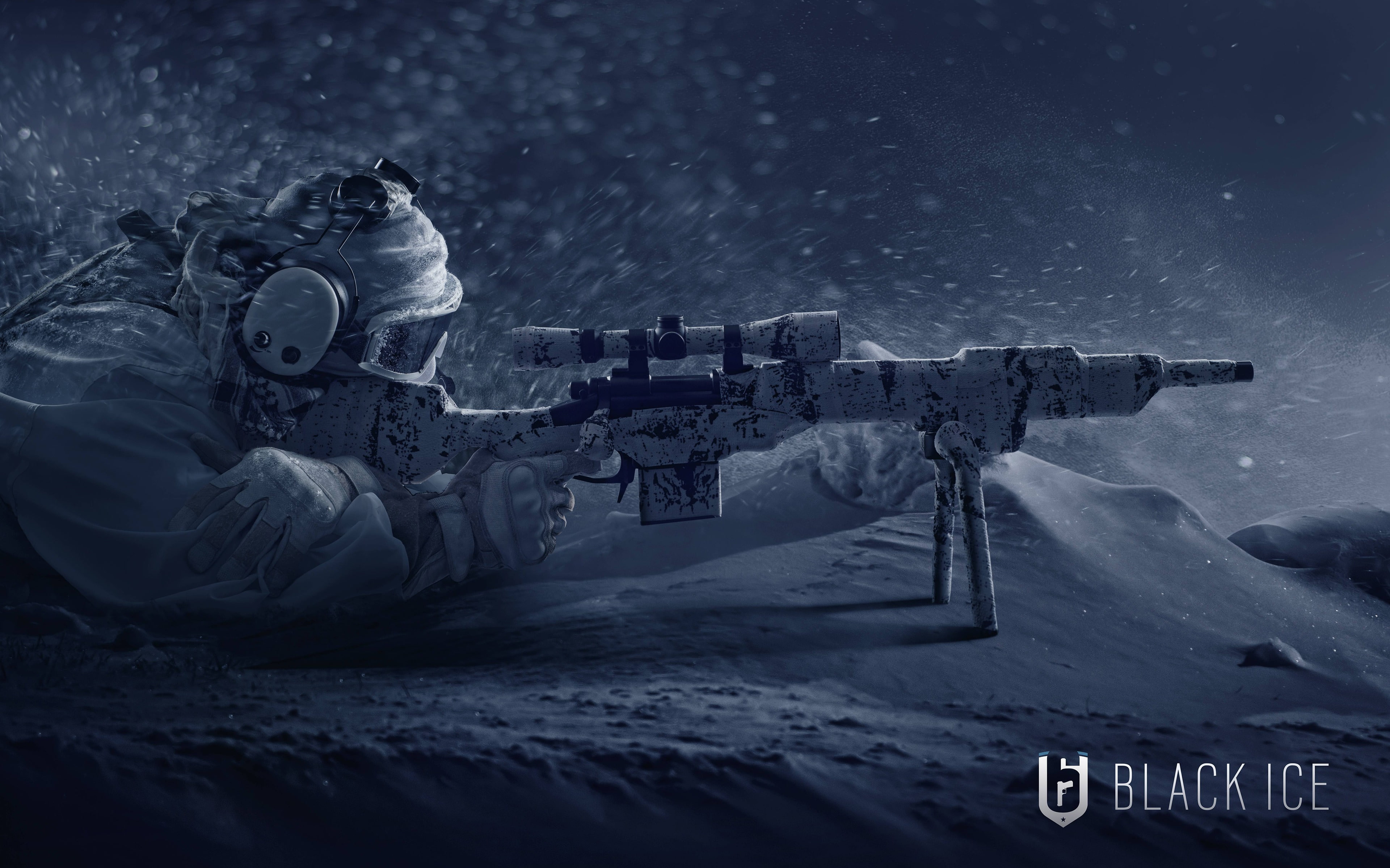 cold temperature, six, war, people, gun, space, waist up, siege, clothing, astronomy, operation, 4K, ice, sky, fighting, snowing, frozen, winter, night, HD Wallpaper