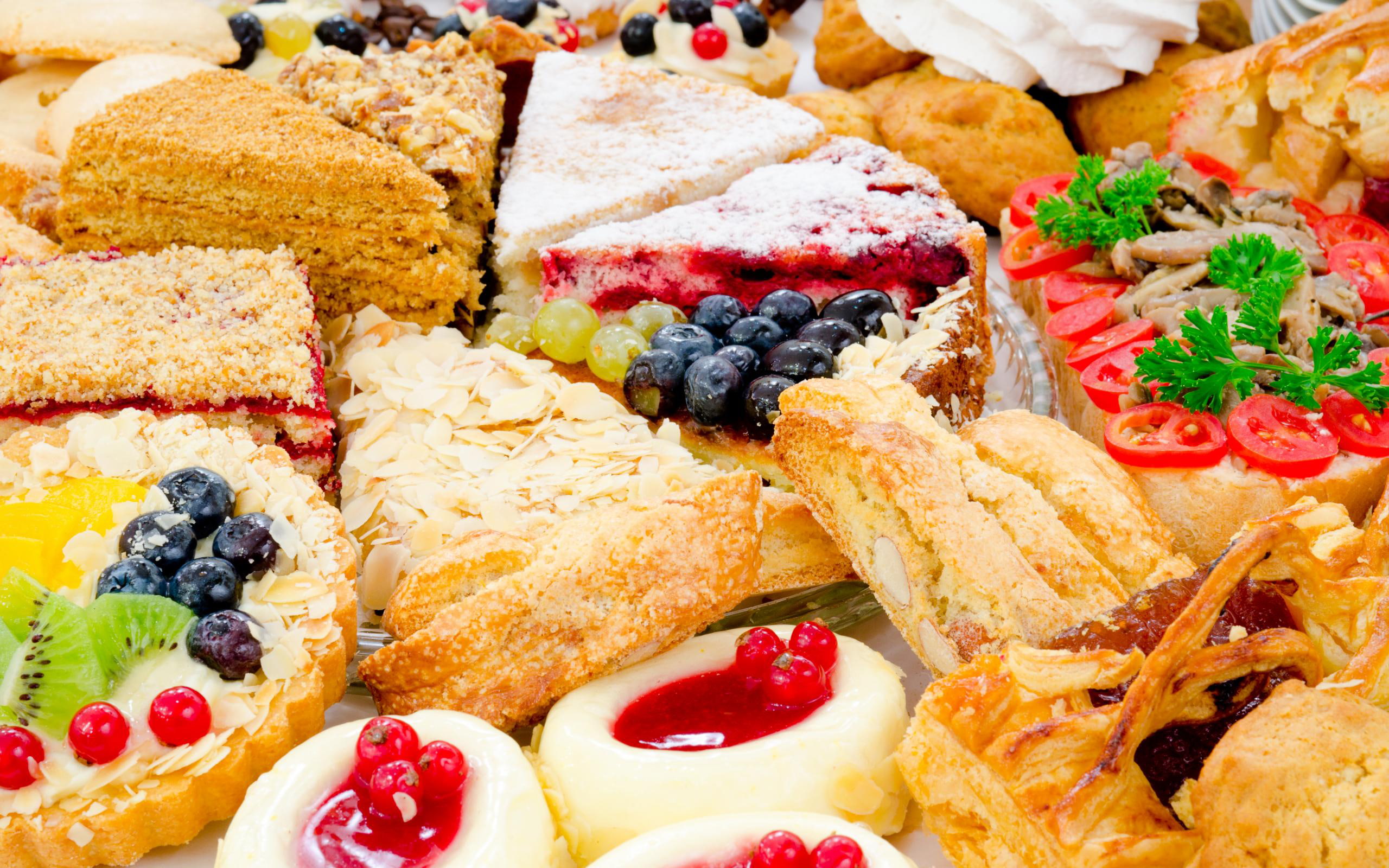 sweet, cakes, fruit, food and drink, 2K, HD Wallpaper