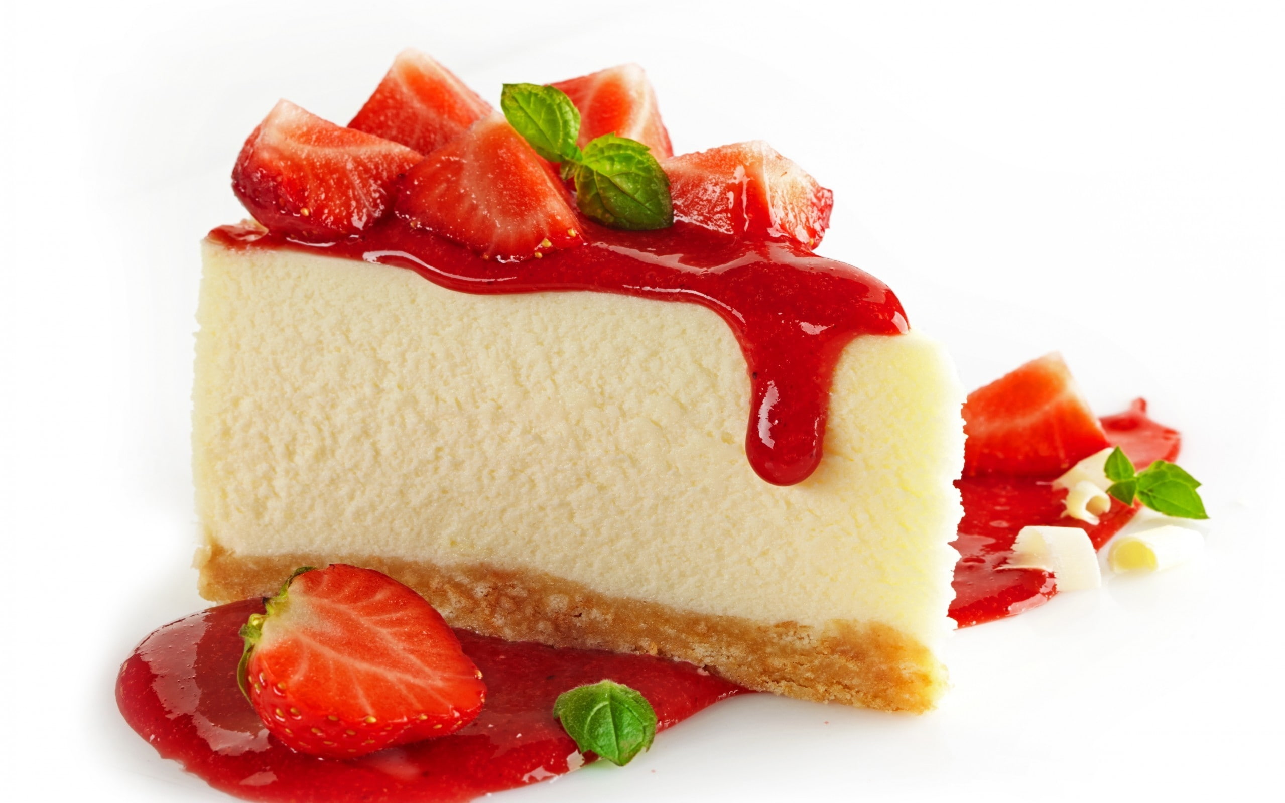dessert, strawberry, cheesecake, cake, 2K, HD Wallpaper