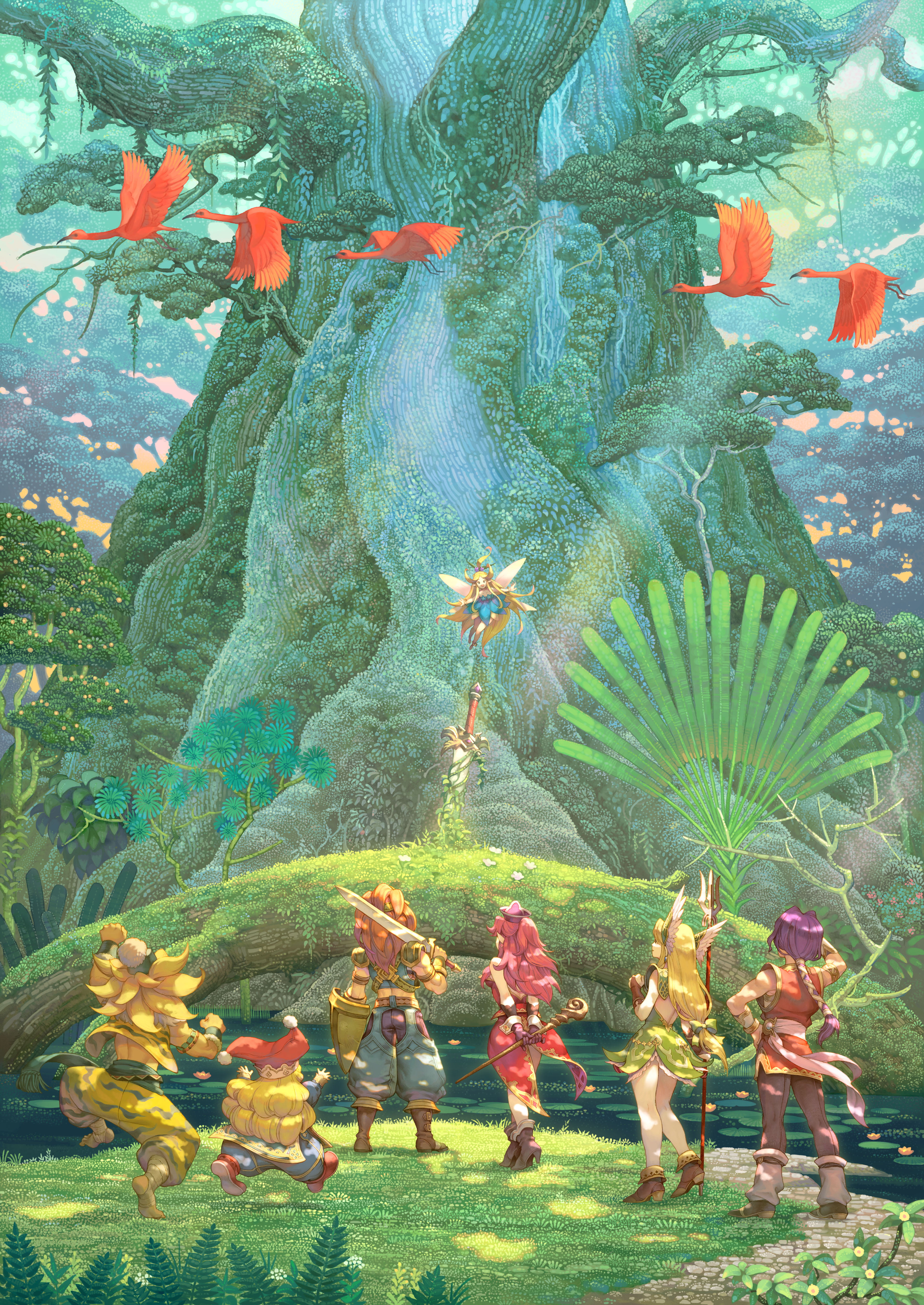 4K, nostalgia, Trials of Mana, artwork, Phone HD Wallpaper