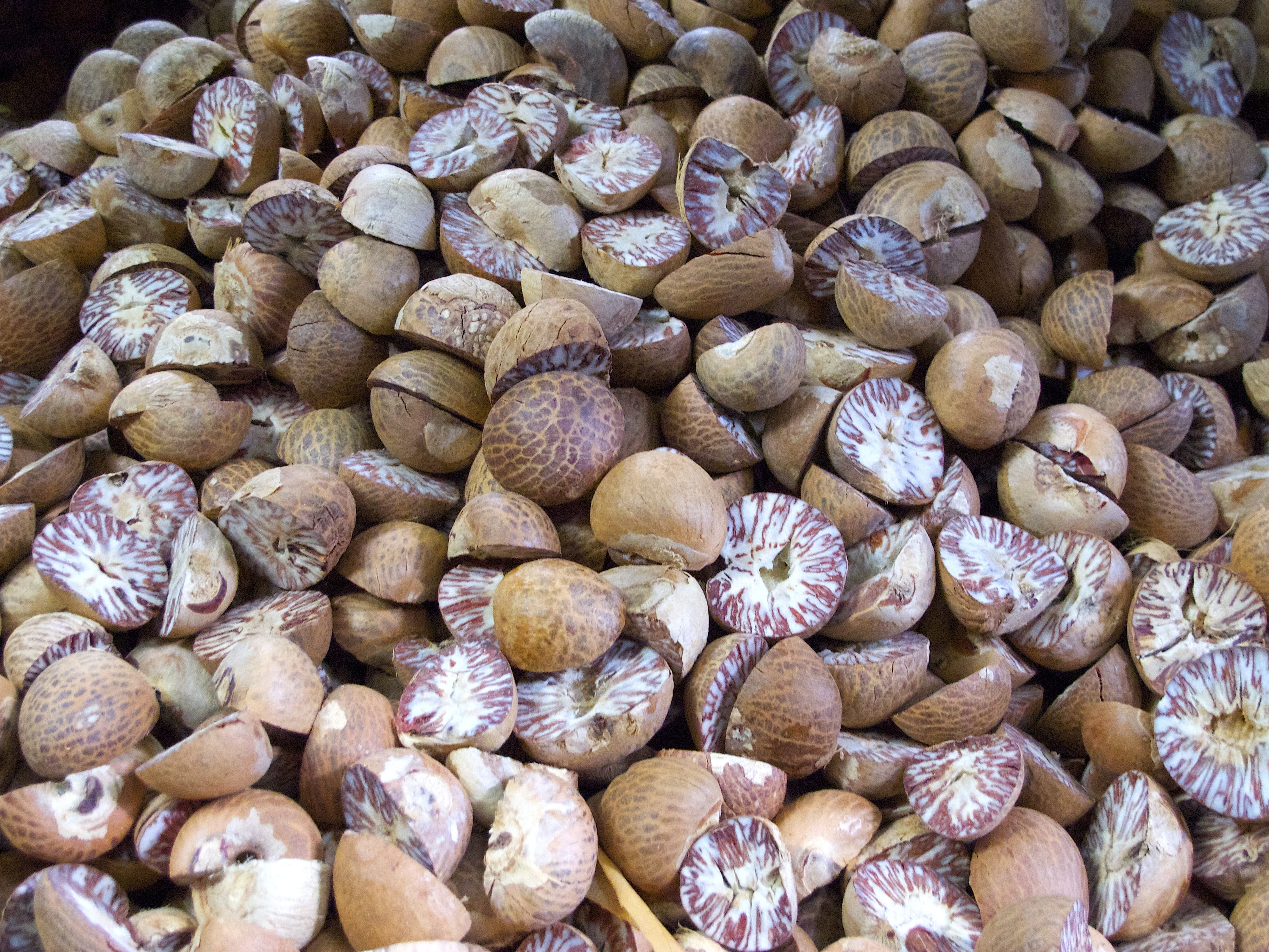 nutmeg, no people, indoors, retail, still life, lot, abundance, brown, close-up, high angle view, myristica, for sale, food, freshness, wellbeing, business, HD Wallpaper