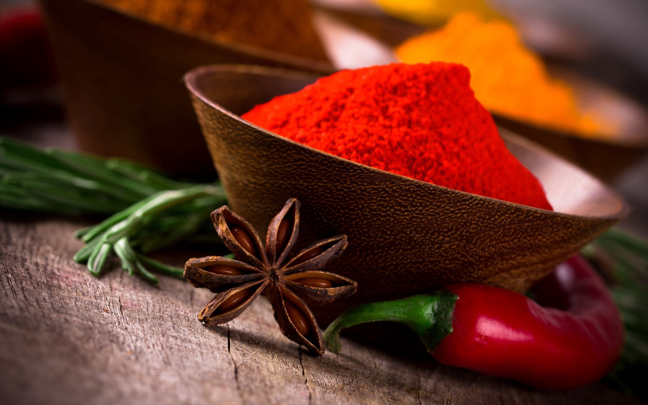 red, seasoning, indoors, paprika, cardamom, heap, 2K, vegetable, spoon, freshness, condiment, curry Powder, pepper - Vegetable, heat - Temperature, food, HD Wallpaper