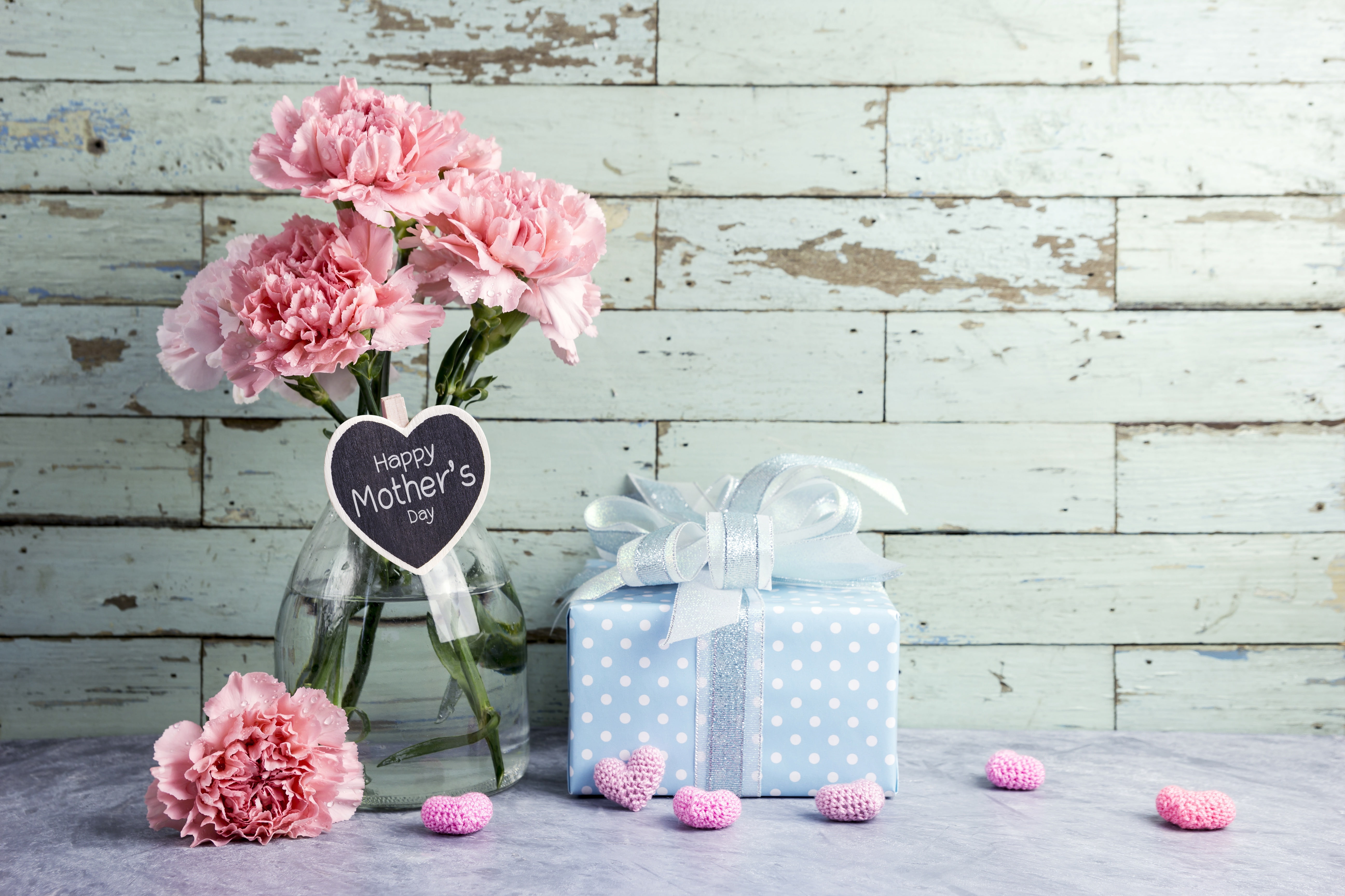 hearts, love, 5K, happy, gift, pink, clove, romantic, beautiful, carnation, flowers, mothers day, HD Wallpaper