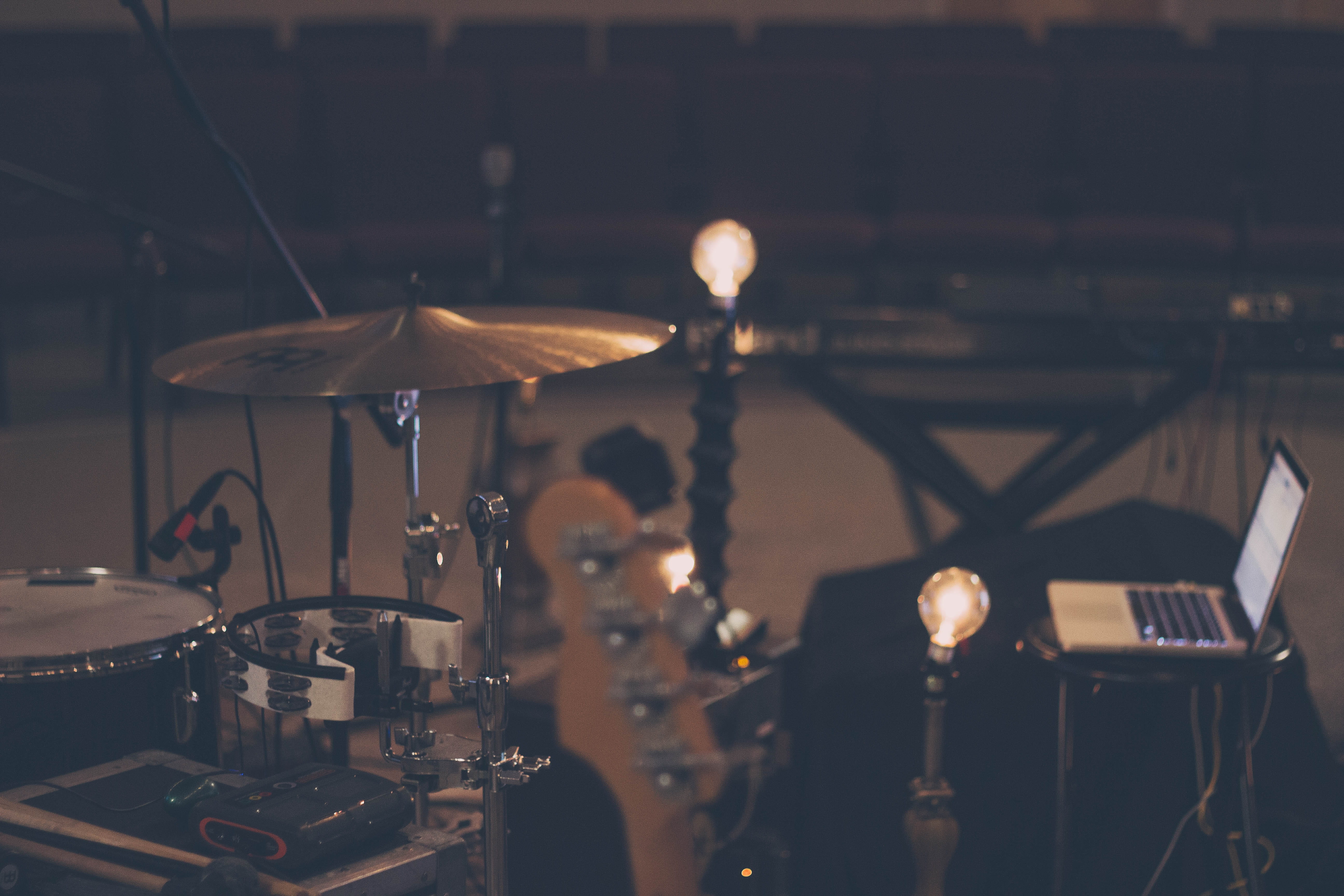 close-up, palatka, musical instrument, indoors, computer, candle, absence, united states, drums, no people, electricity, light, concert, tamborine, 5K, HD Wallpaper
