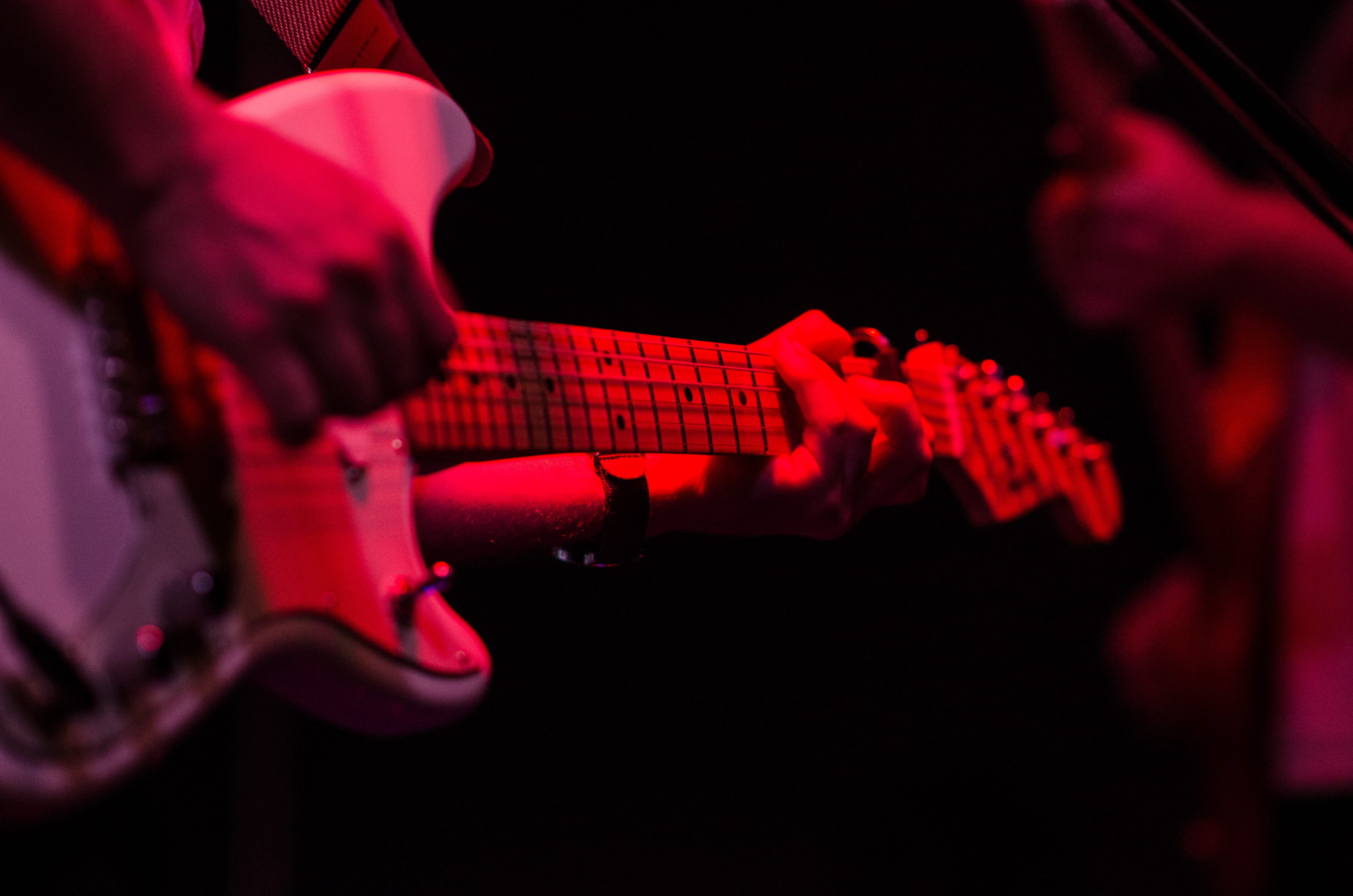 music, artist, human body part, red, human hand, bar, nightlife, string instrument, memphis, rock music, hand, black background, guitar, arts culture and entertainment, HD Wallpaper