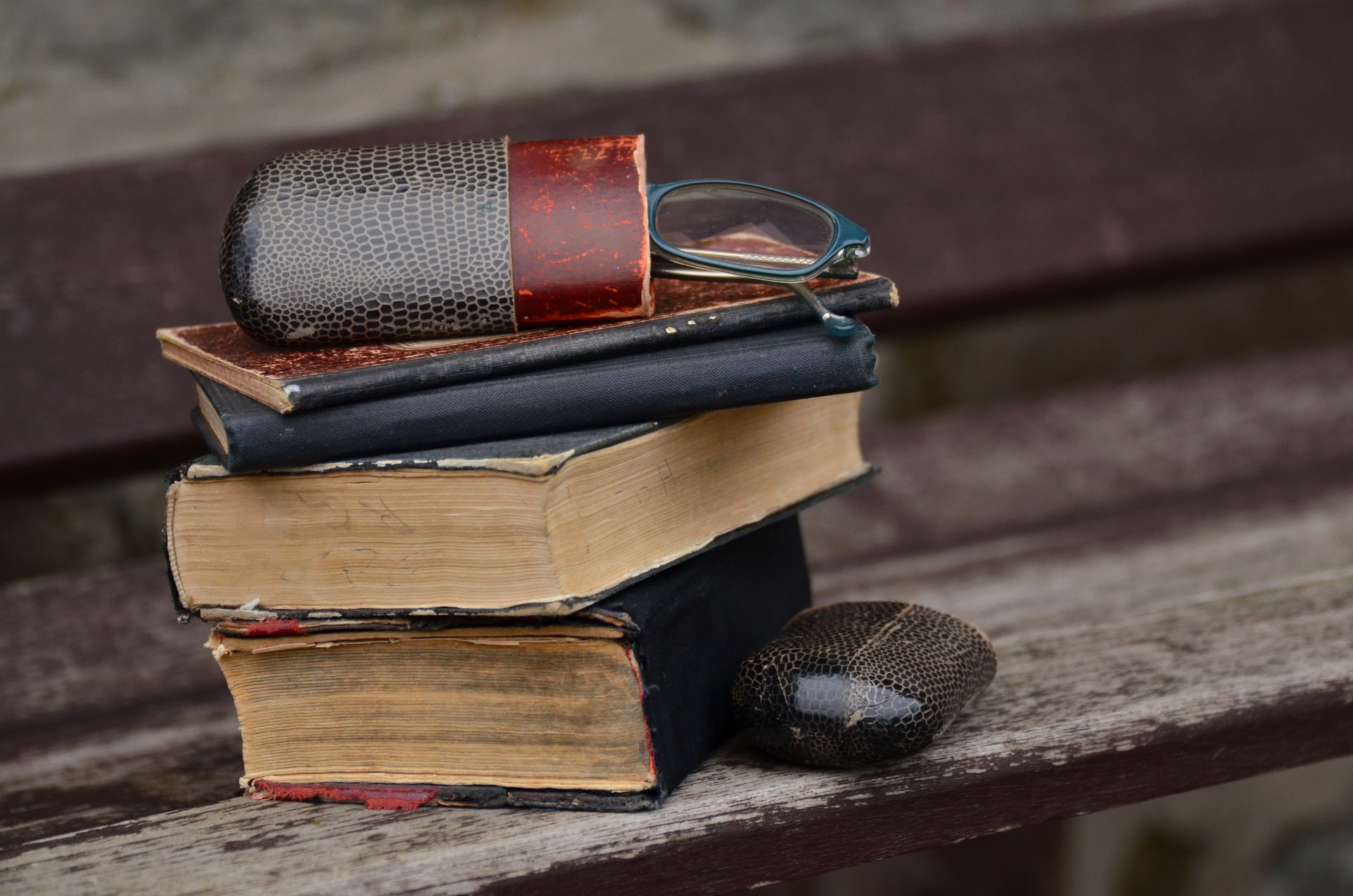 used books, high angle view, radio, indoors, old, book, leather, technology, publication, day, old book, literature, 4K, old books, music, bench, glasses, HD Wallpaper