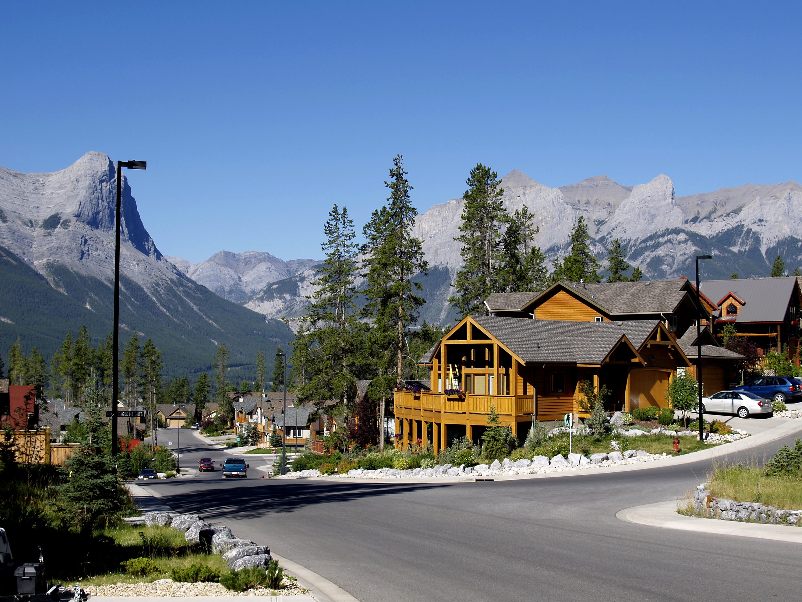 mountain range, transportation, alberta, middle, nature, scenics - nature, plant, landscape, loghome, travel destinations, concrete, built structure, outdoors, HD Wallpaper