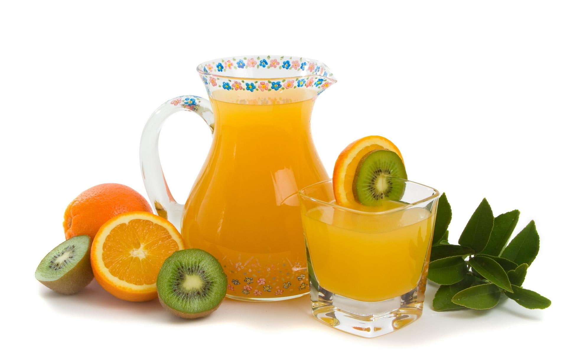 juice, orange, kiwi, 1080P, 3d and abstract, fresh, HD Wallpaper