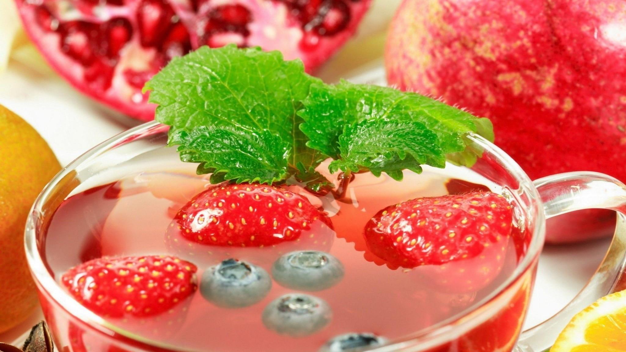 fruits, fresh, strawberry, 1080P, drink, food, HD Wallpaper