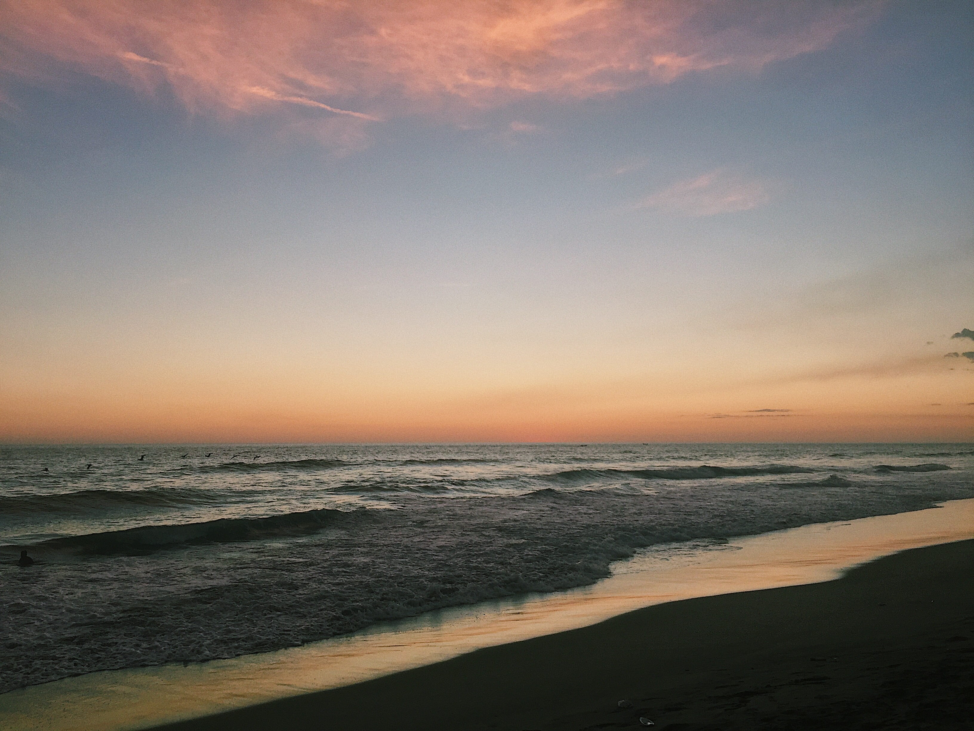 cloud - sky, costa del sol, horizon, shoreline, red sky, 2K, sky, sunset, tranquility, scenics - nature, dusk, waves, el salvador, blue, beauty in nature, HD Wallpaper