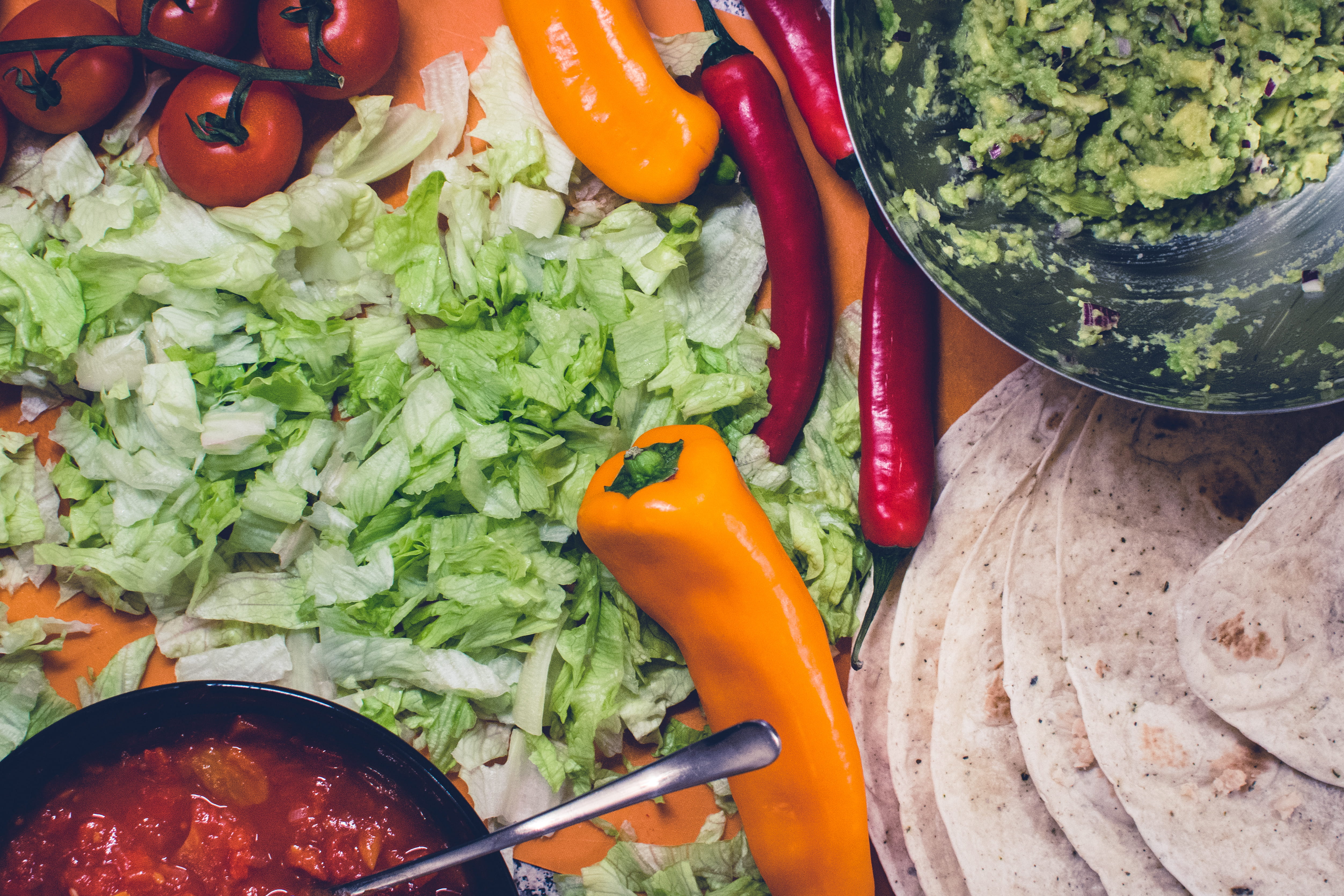 dinner, food, red, pepper, preparation, onion, bell pepper, healthy, top view, directly above, burritos, wellbeing, freshness, Mexican, pepper - Vegetable, HD Wallpaper