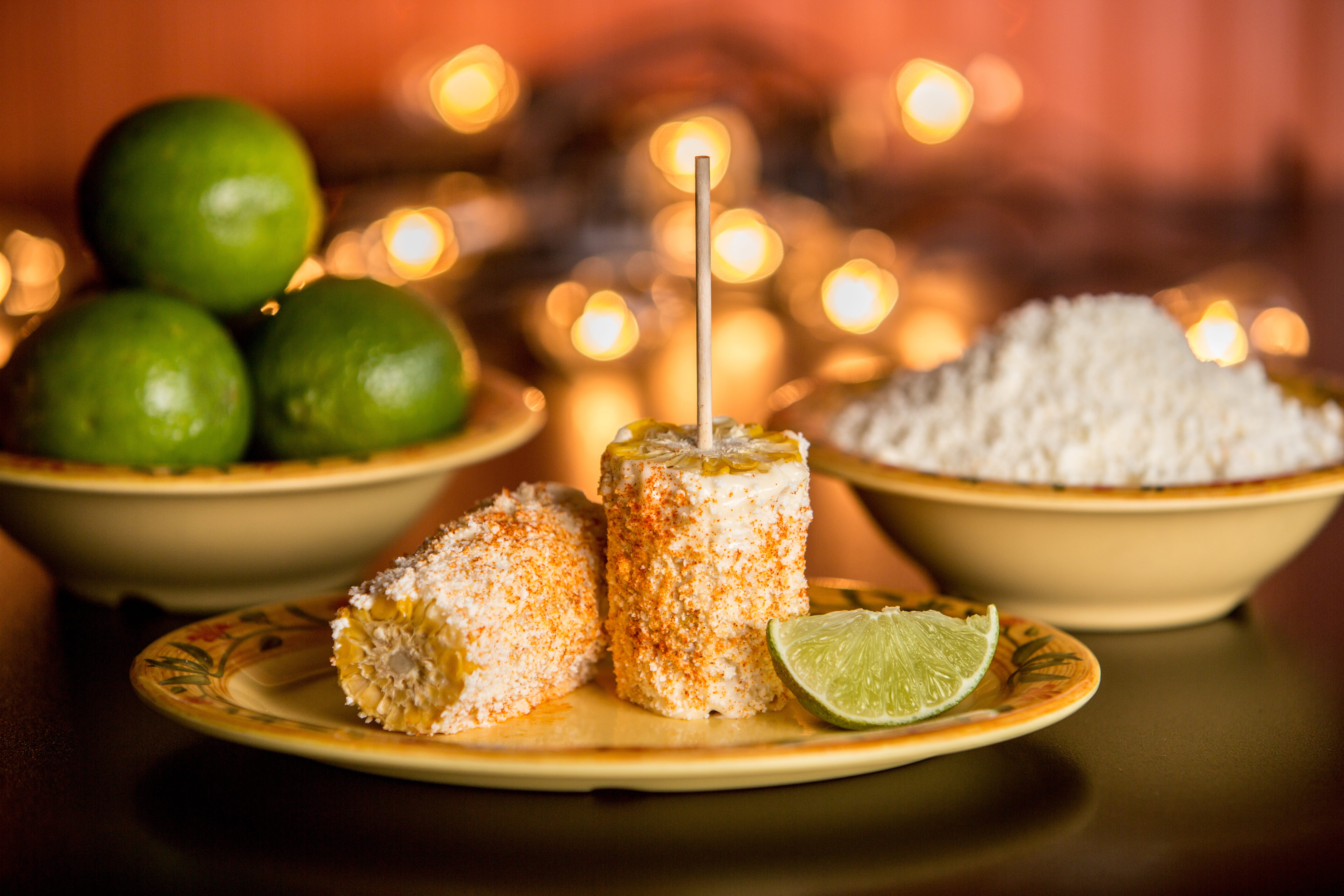 relaxation, citrus fruit, candle, wellbeing, indoors, corn, plate, focus on foreground, no people, table, illuminated, elote, ready-to-eat, sweet, maize, HD Wallpaper