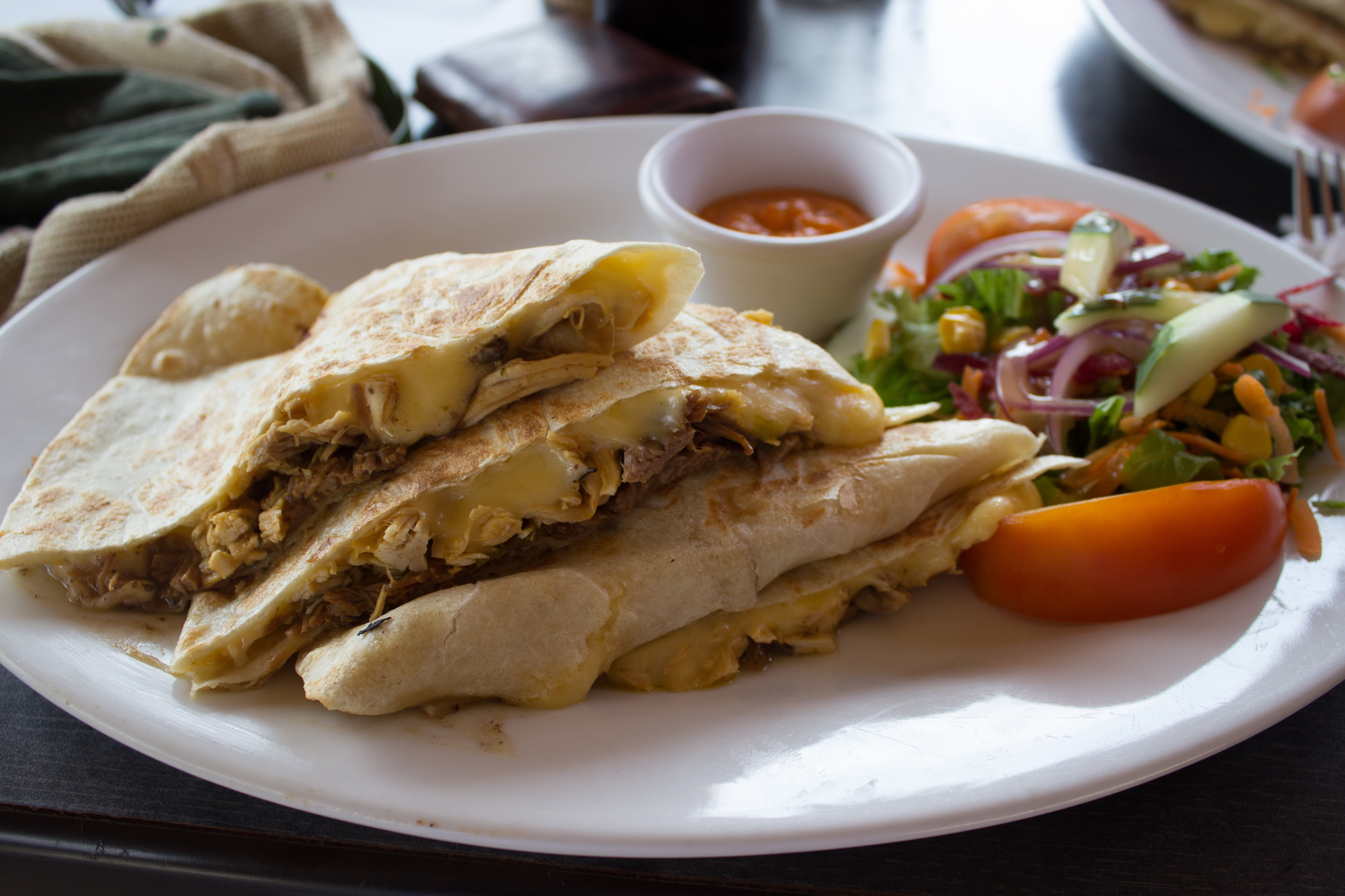 dairy product, plate, egg, freshness, snack, 5K, mexican food, indoors, wellbeing, healthy eating, pancake, white, quesadillas, meal, focus on foreground, HD Wallpaper
