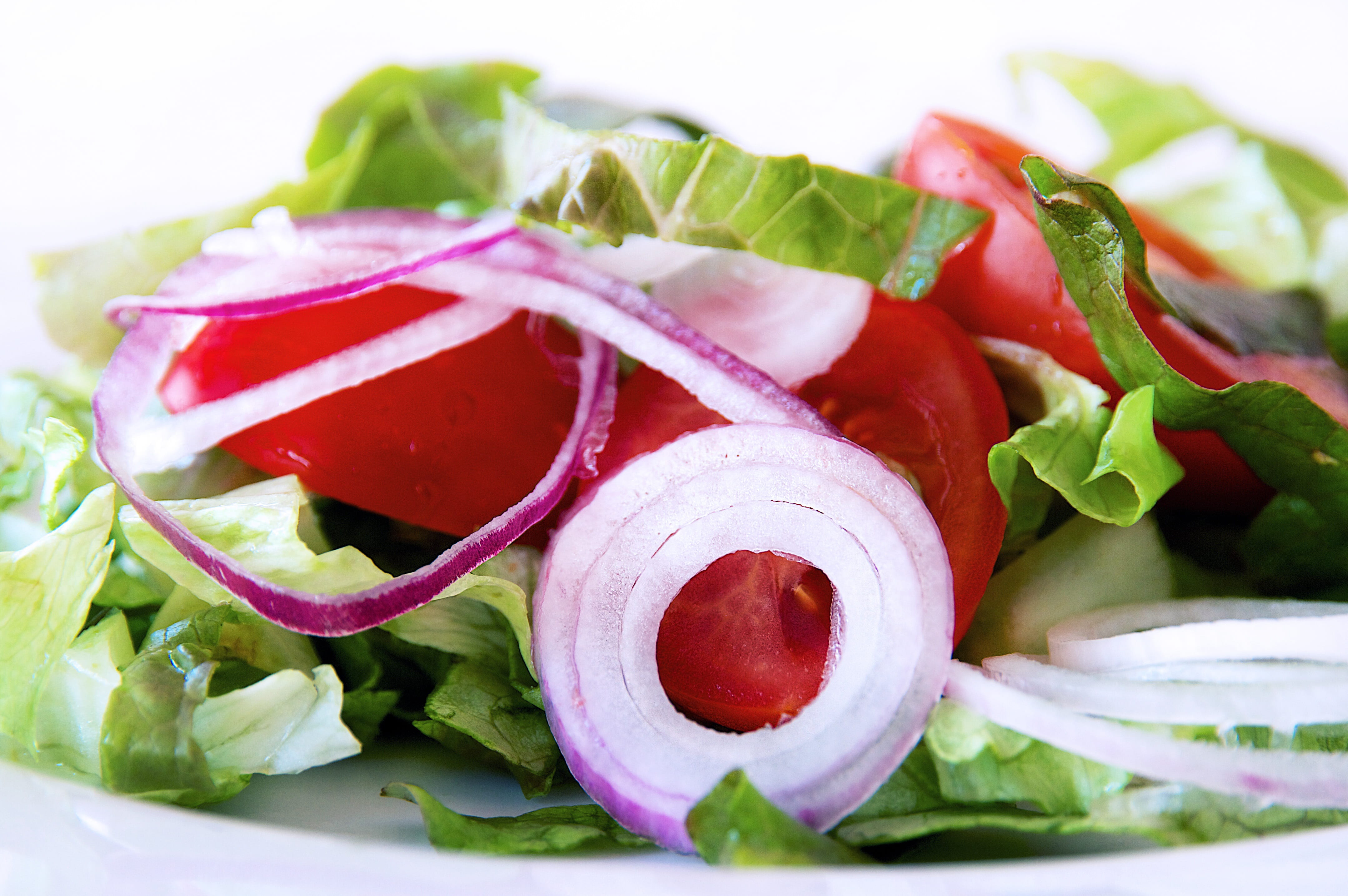 salad, edible, red, plate, meat, green, ready-to-eat, lettuce, vegetarian, kitchen, freshness, greet, vegetale, 4K, healthy eating, wellbeing, food and drink, HD Wallpaper