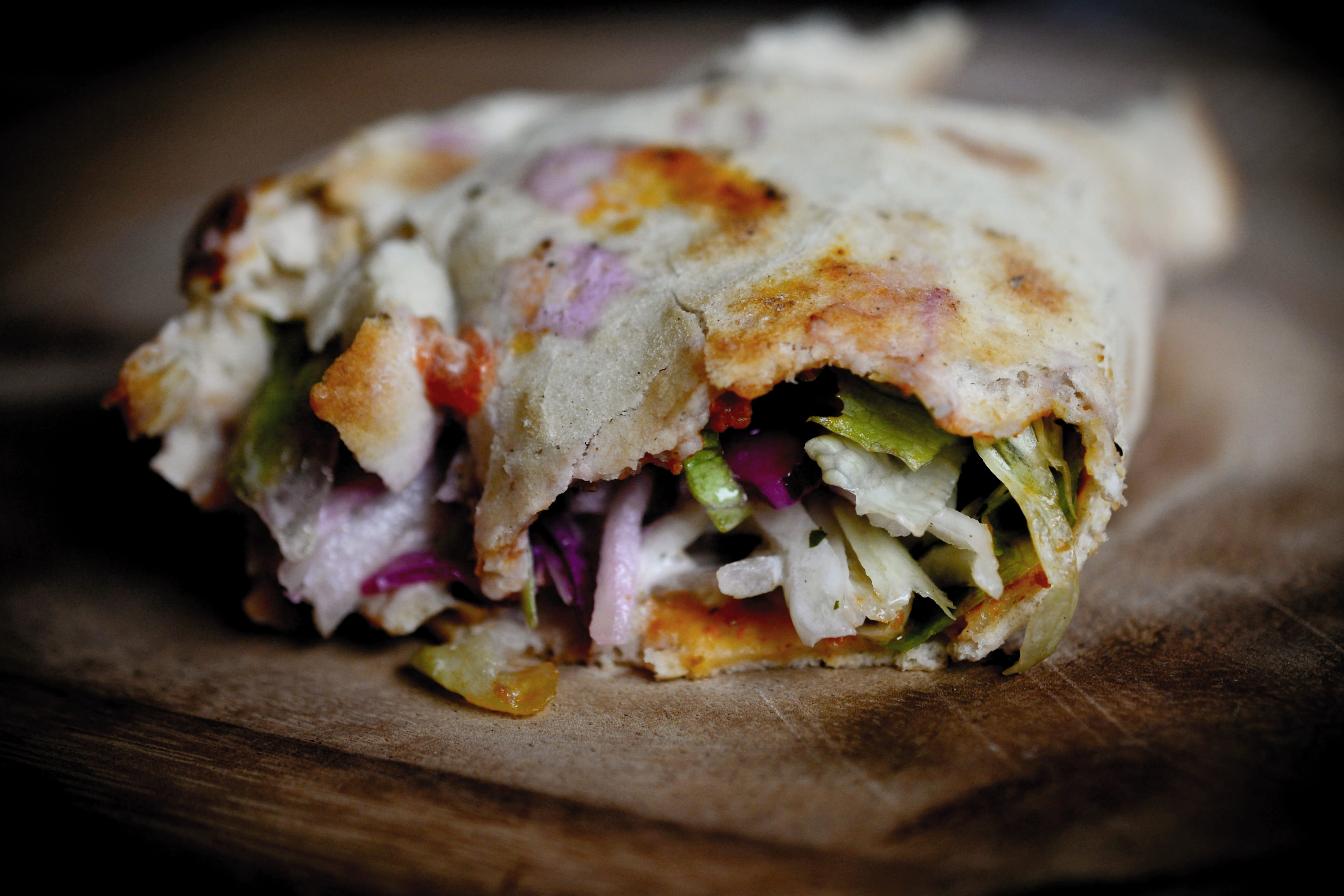 no people, detail shots, meat, salad, close-up, freshness, rolled, cutting board, ready-to-eat, food and drink, bread, sandwich, still life, snack, lahmacun, HD Wallpaper
