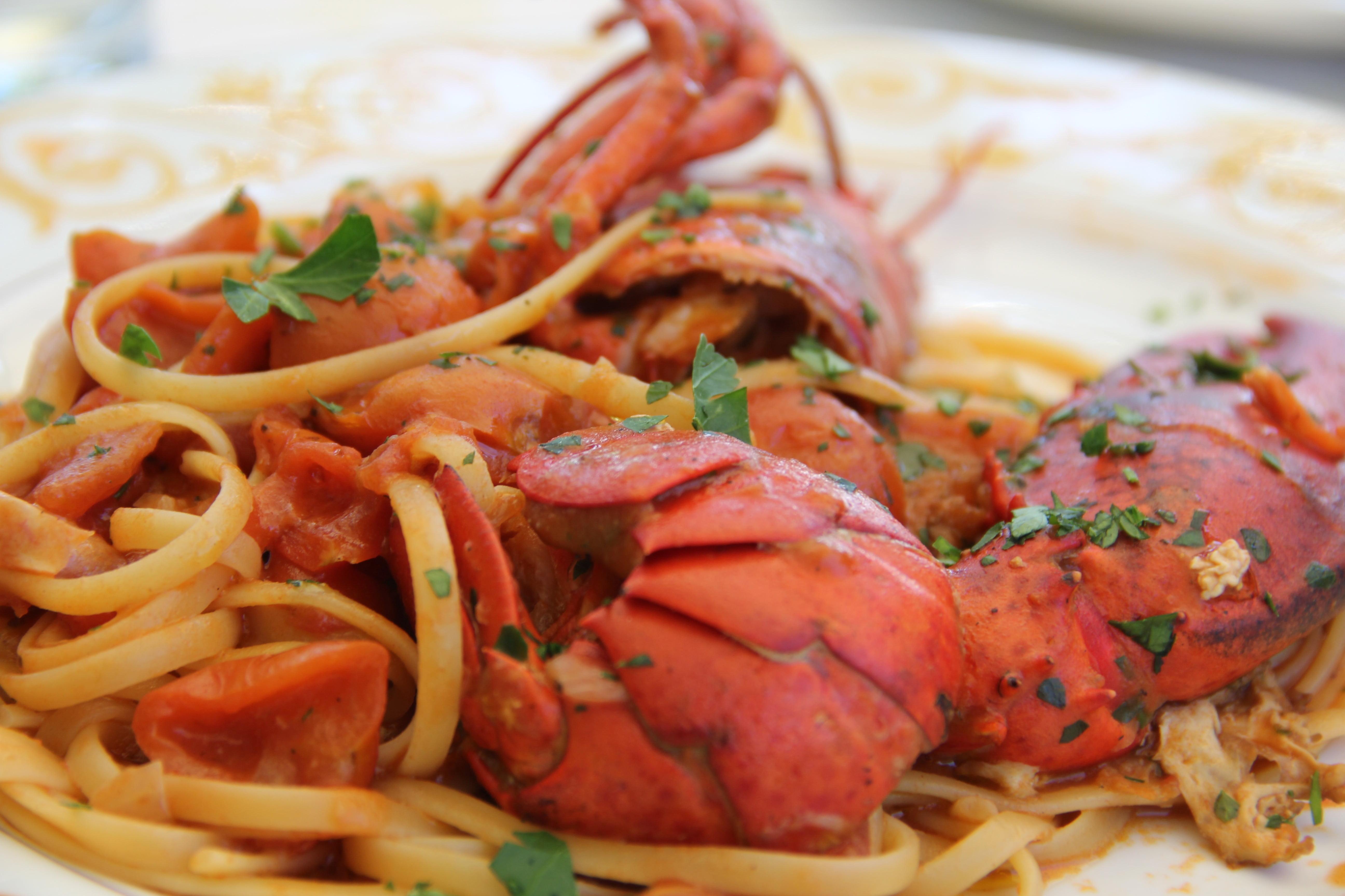 cuisine, fish, mediterranean, italian, table, healthy eating, cooked, pasta, vegetable, tray, close-up, lunch, restaurant, food, garnish, lobster, indulgence, HD Wallpaper
