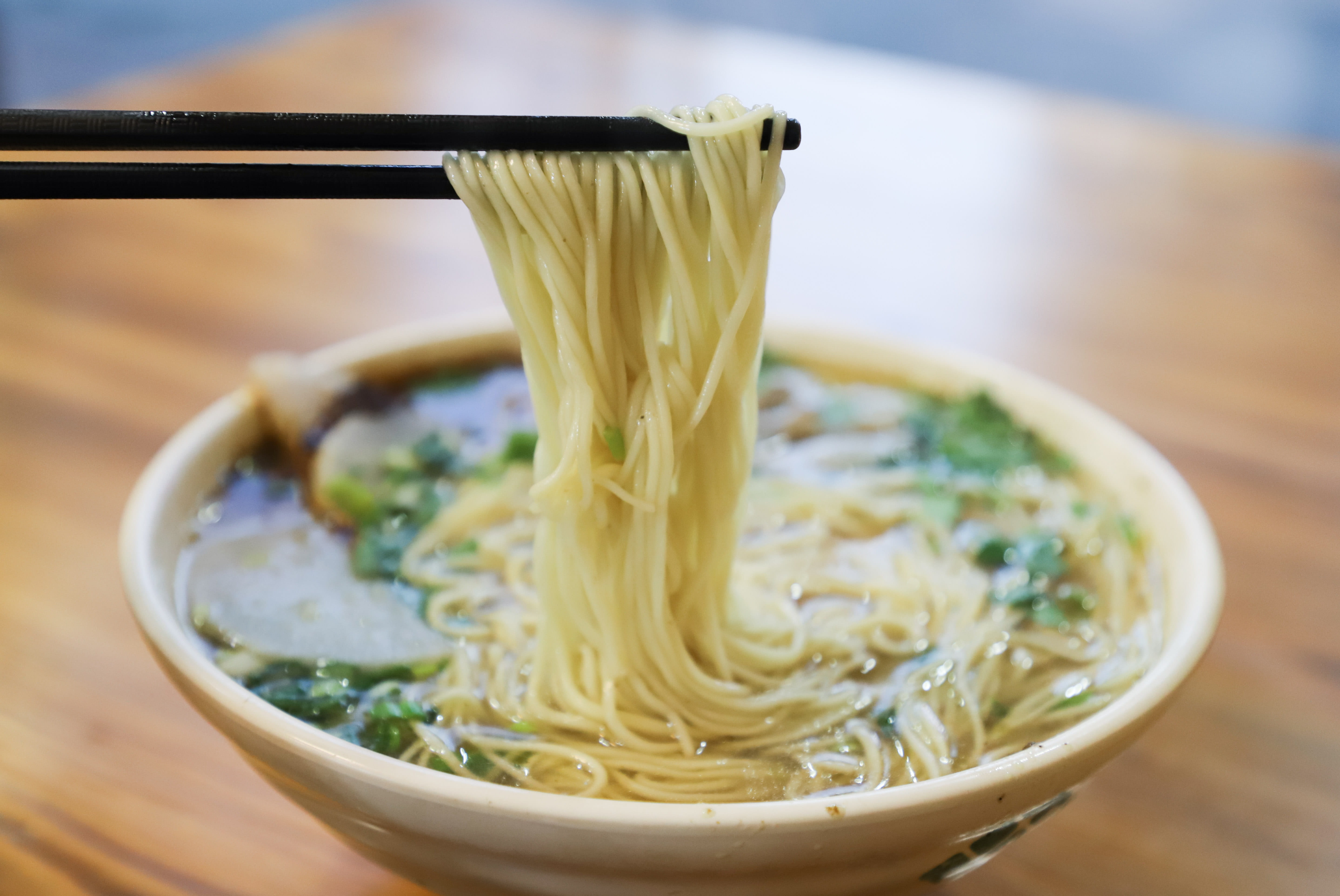 freshness, ready-to-eat, vegetables, soup, mouth-watering, noodle soup, wellbeing, wooden table, wood - material, healthy eating, chinese food, no people, HD Wallpaper