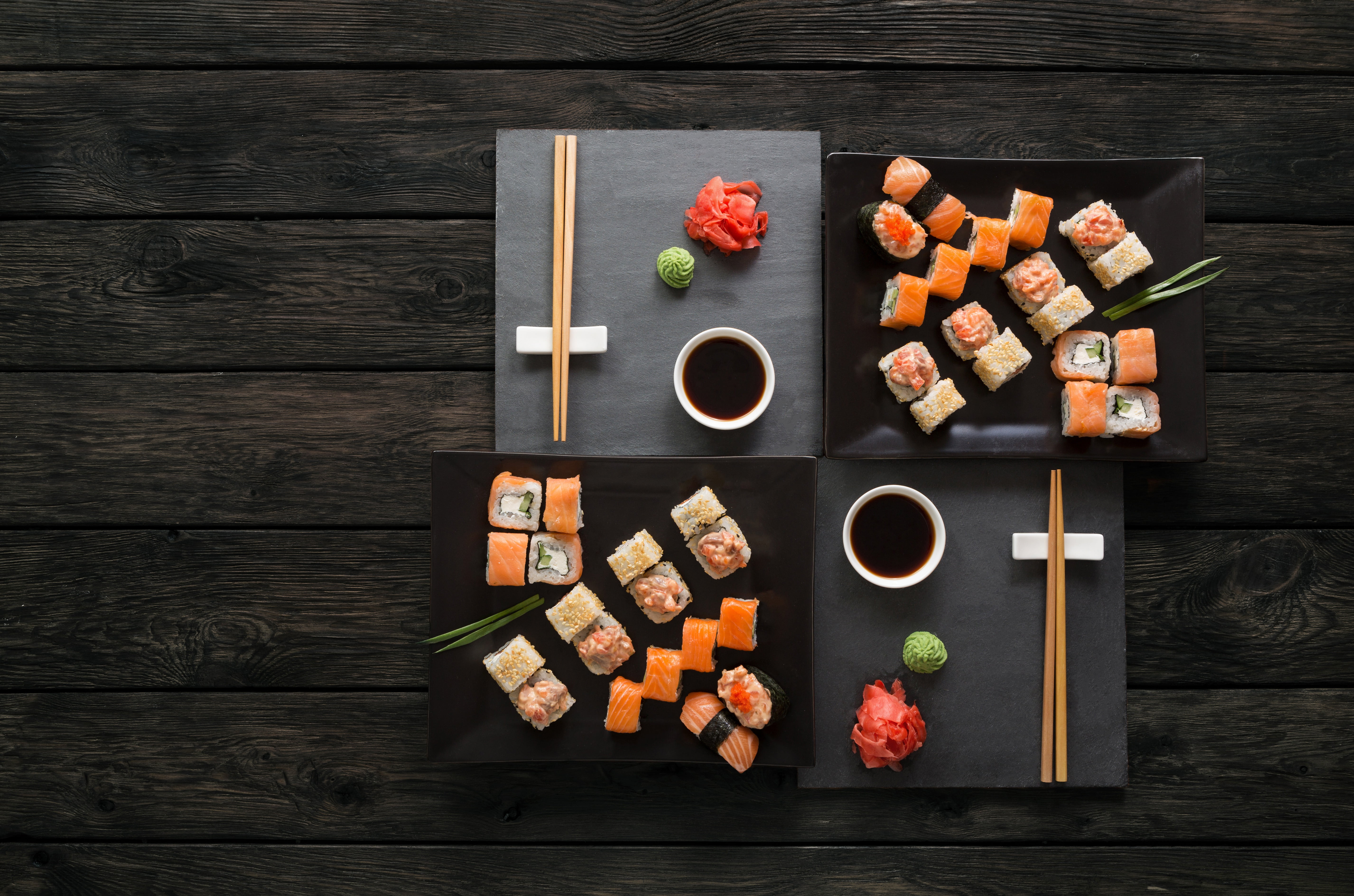 wasabi, sauce, 5K, ginger, rolls, japanese food, set, sushi, sticks, HD Wallpaper