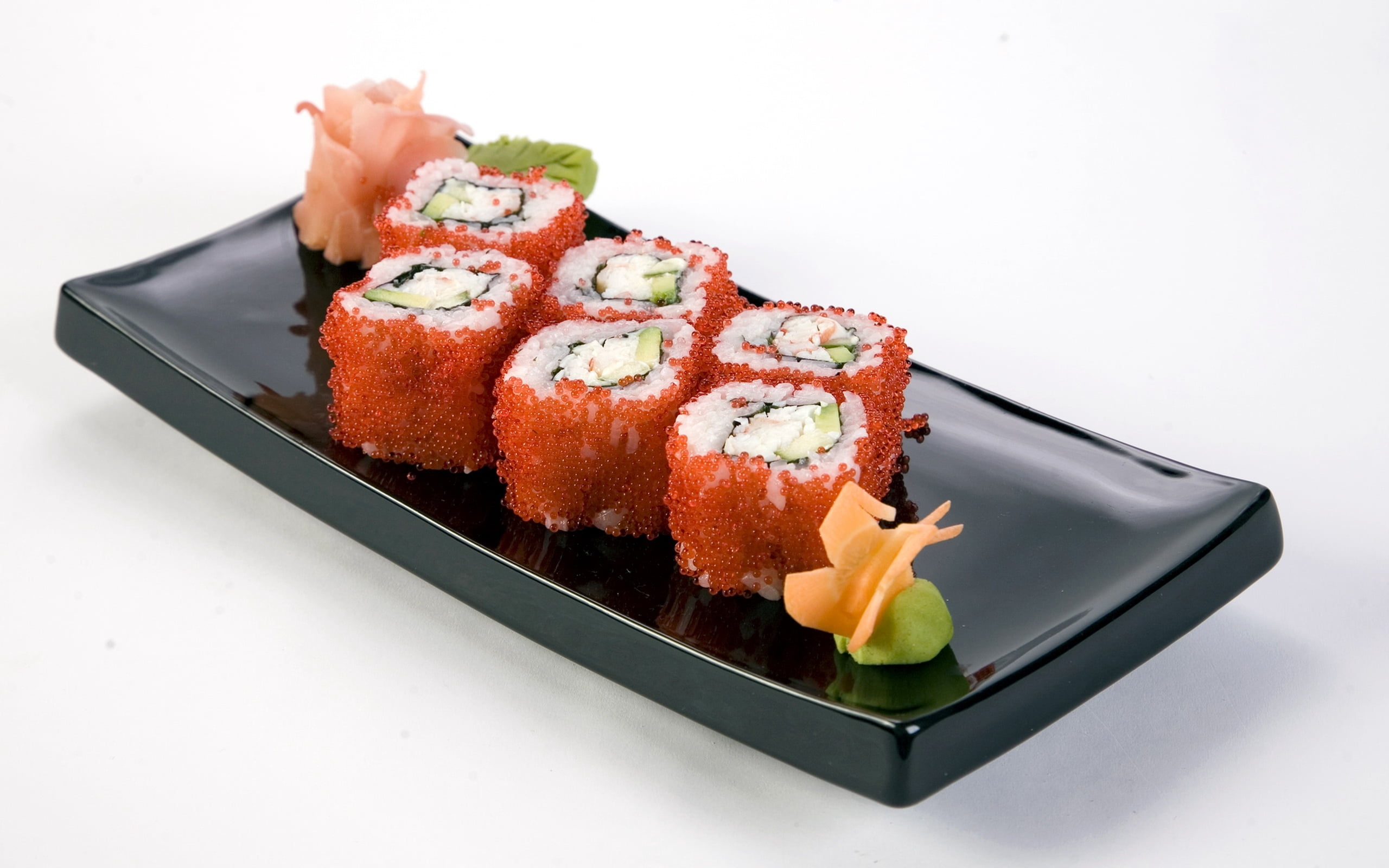 salmon, close-up, gourmet, rice, prepared Fish, caviar, food And Drink, rolls, 2K, healthy Eating, dieting, snack, japanese food, white background, wellbeing, HD Wallpaper