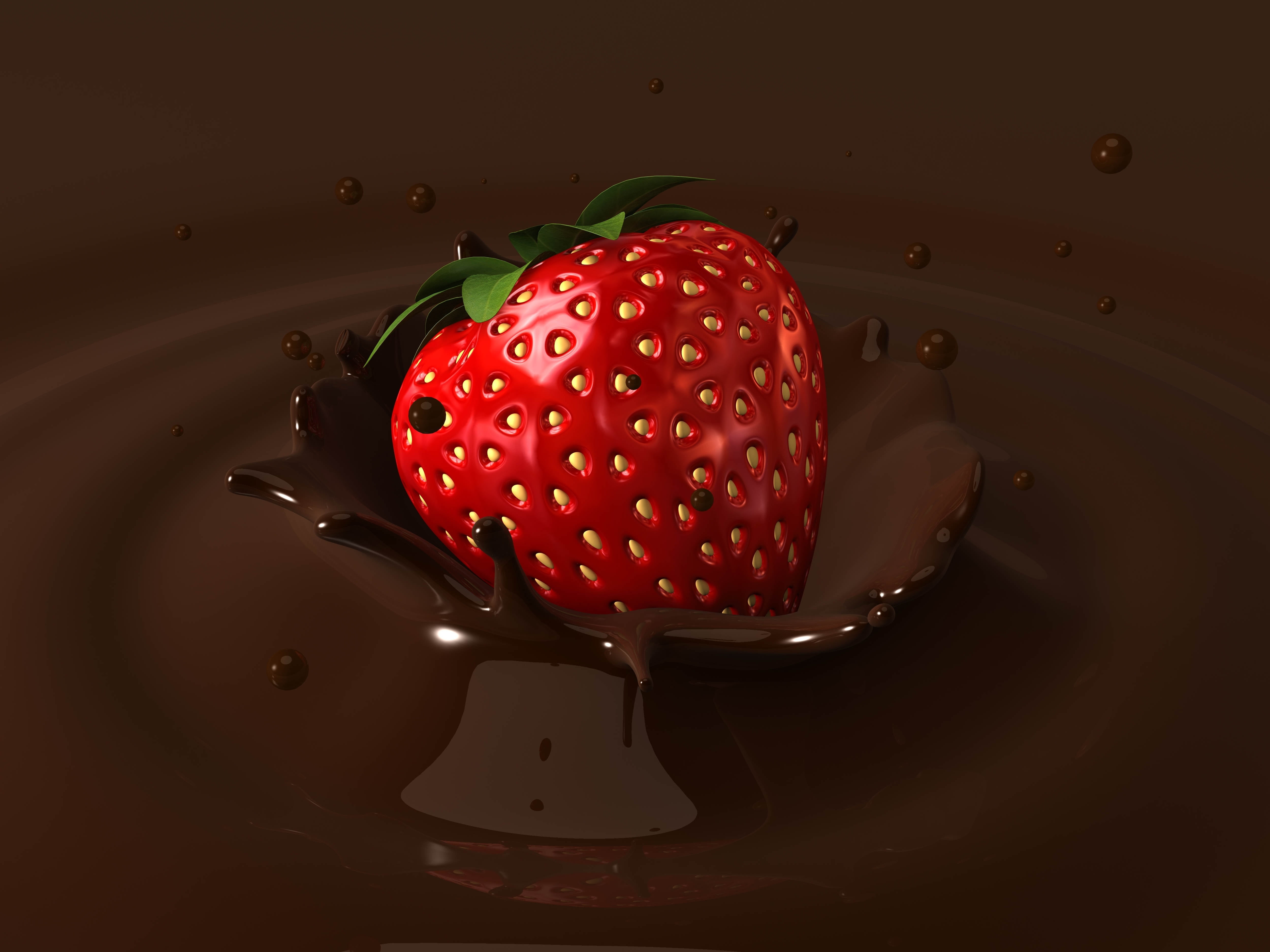 strawberry, sweet Food, healthy Eating, black background, shiny, eating, 4K, food, water, liquid, temptation, dieting, drops, chocolate, berry Fruit, refreshment, HD Wallpaper