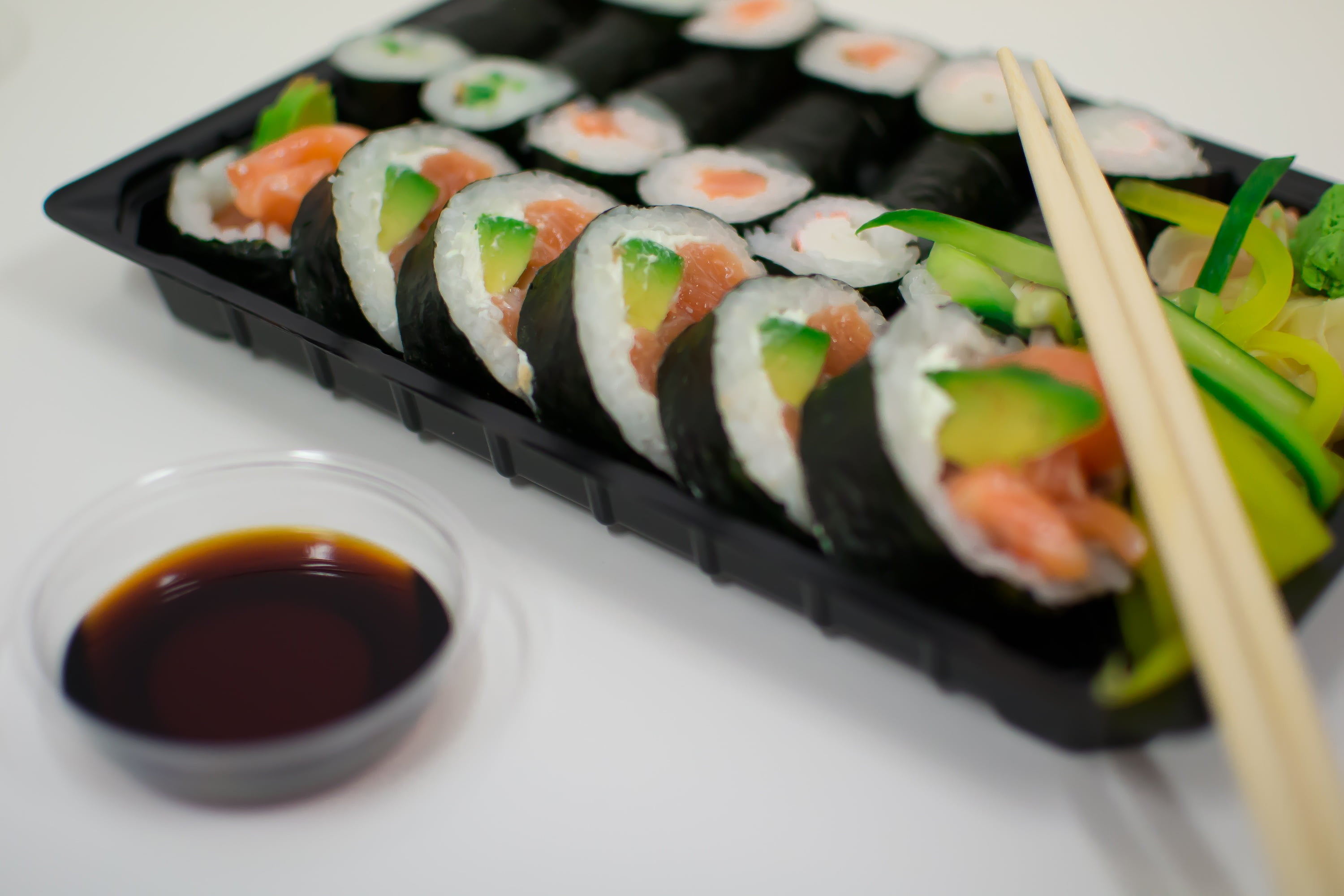 fish, healthy eating, tray, vegetables, japanese food, indoors, asian food, freshness, selective focus, ready-to-eat, wellbeing, rice, temptation, still life, HD Wallpaper