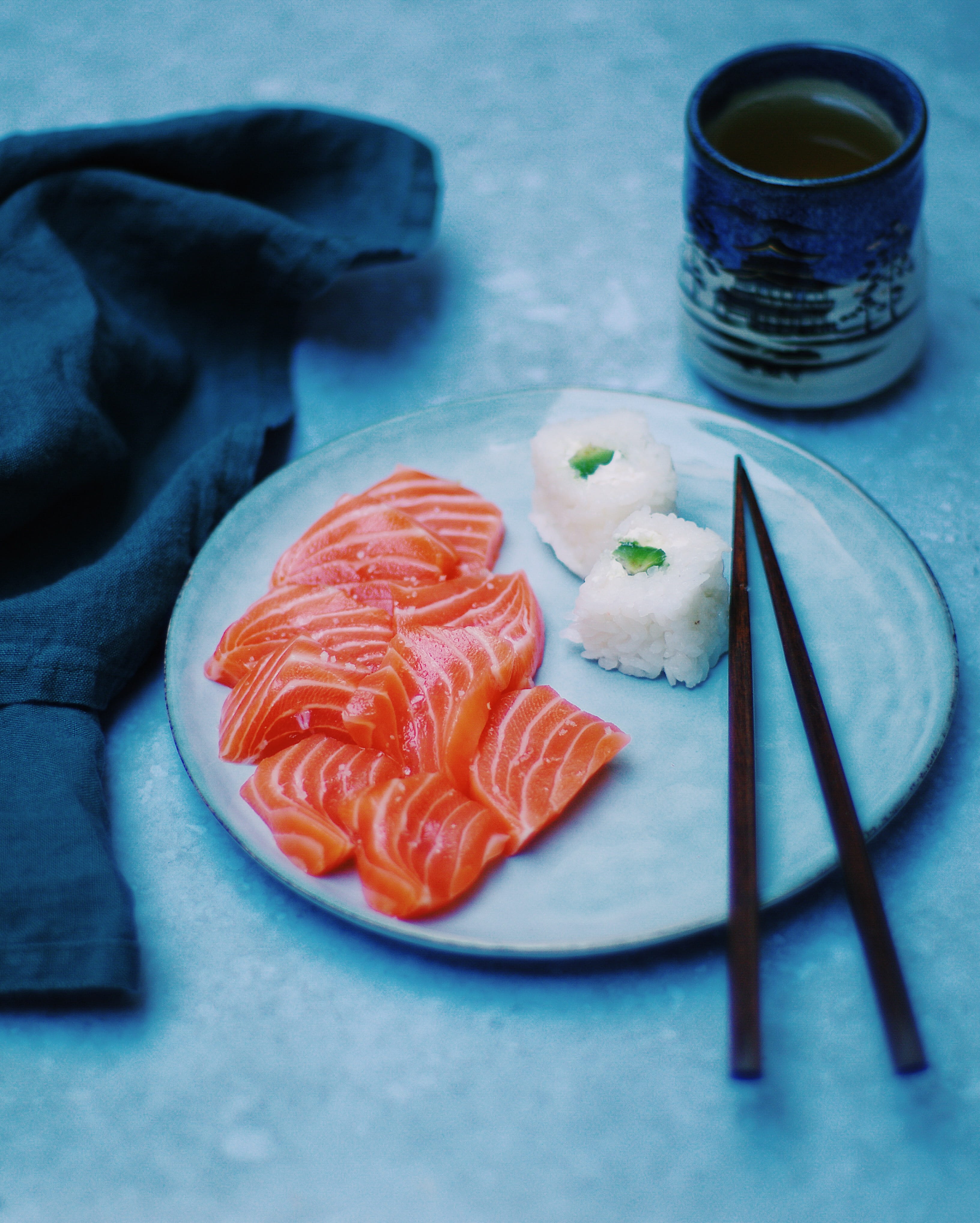 freshness, table, close-up, chinese food, sashimi, crockery, selective focus, asian food, seafood, rice, healthy eating, sushi, food and drink, japanese food, Phone HD Wallpaper