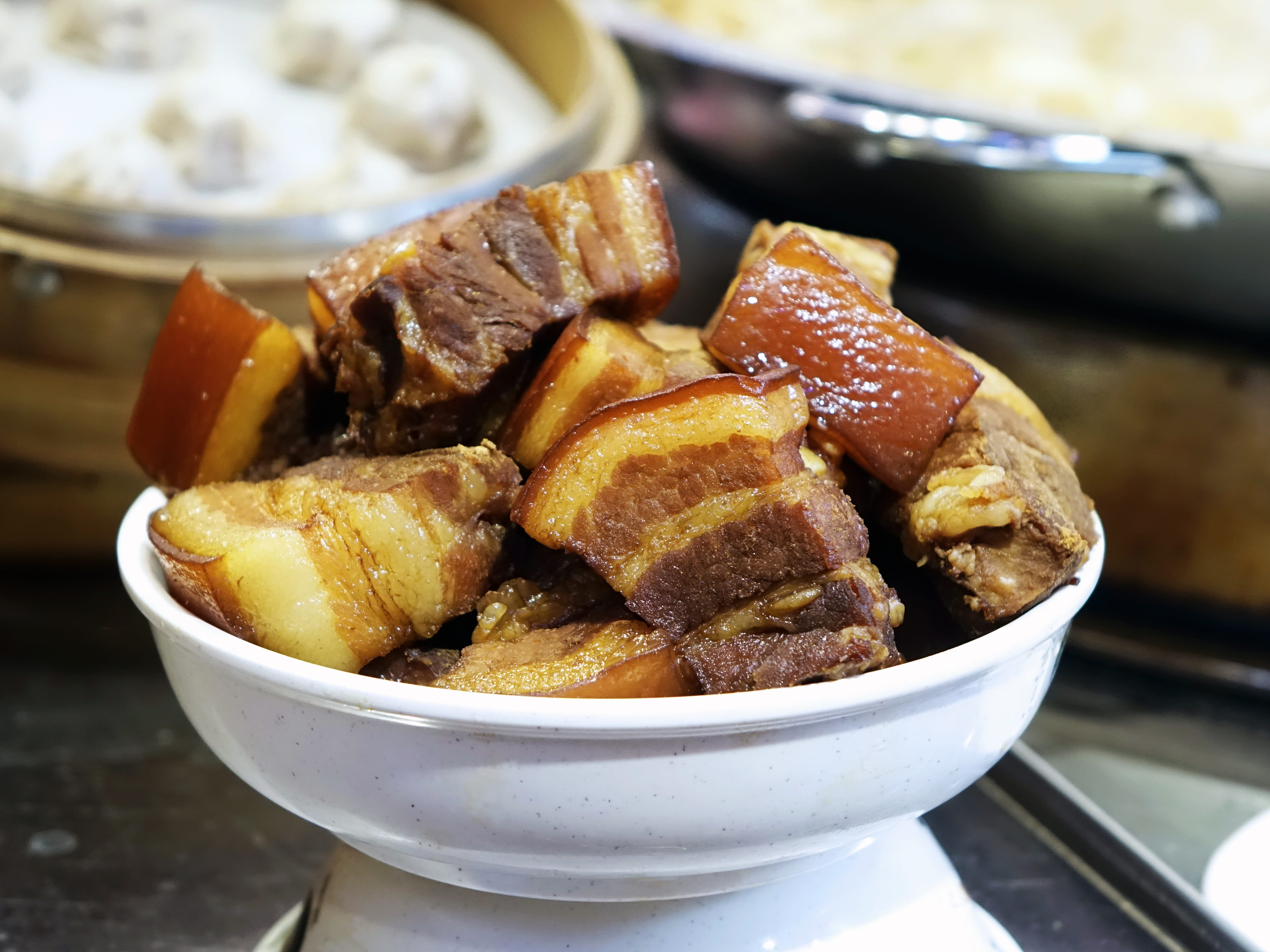 table, food and drink, bowl, asian food, cooked, Braise, white, pig, Pork, Soy Sauce, meal, wellbeing, plate, healthy eating, tray, 4K, chinese, freshness, HD Wallpaper