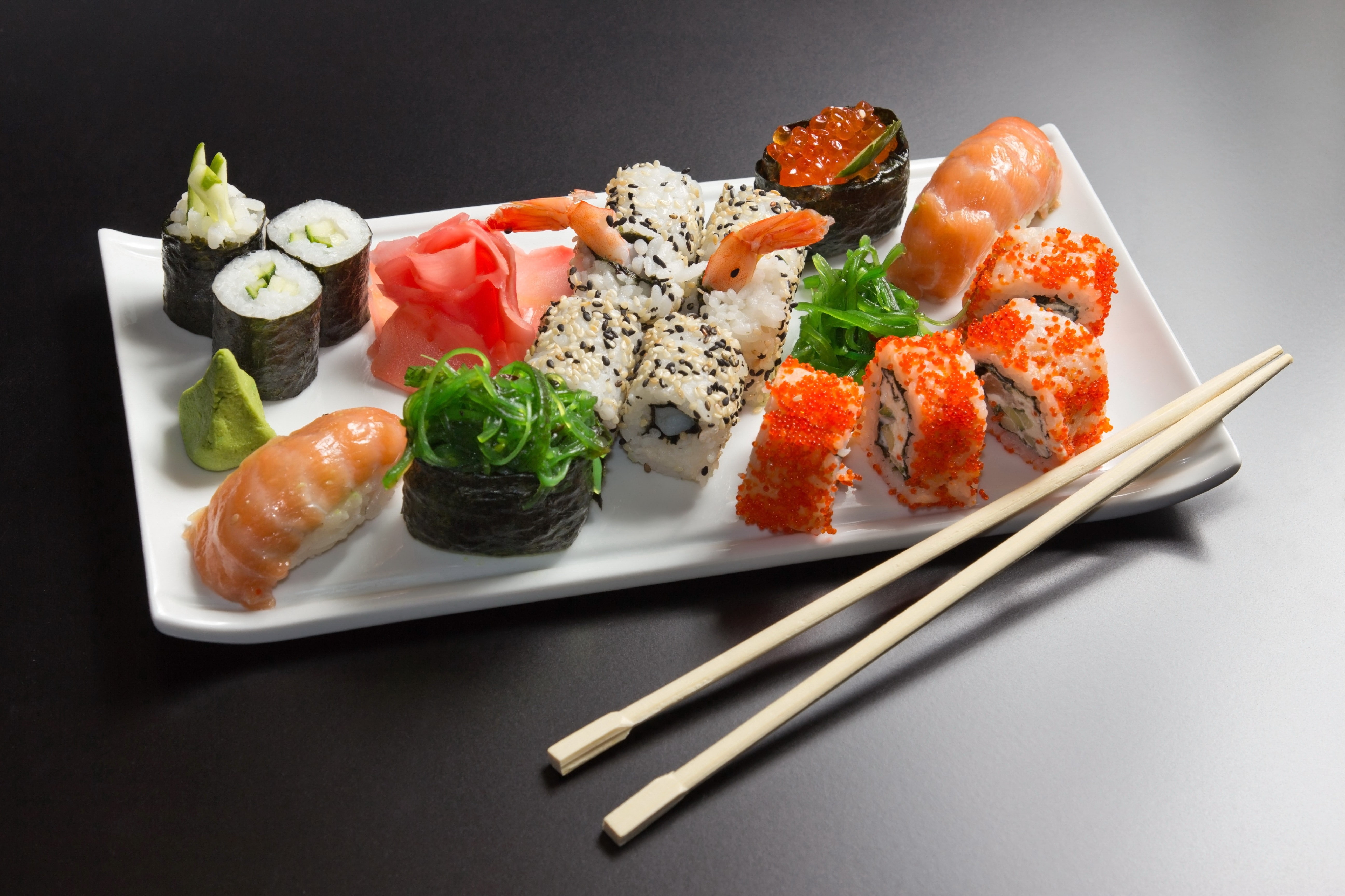 no people, rice, 5K, chopsticks, plate, garnish, japanese food, food and drink, studio shot, asian food, Seafood, Tasty japanese cuisine, ready-to-eat, HD Wallpaper