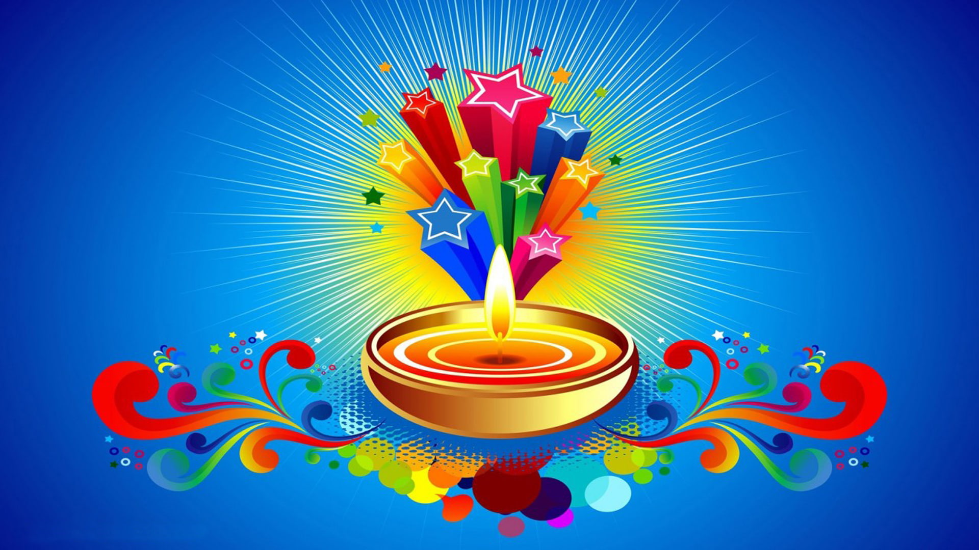 hd, celebration, blu, diwali, candle, happy, background, stars, 1080P, HD Wallpaper