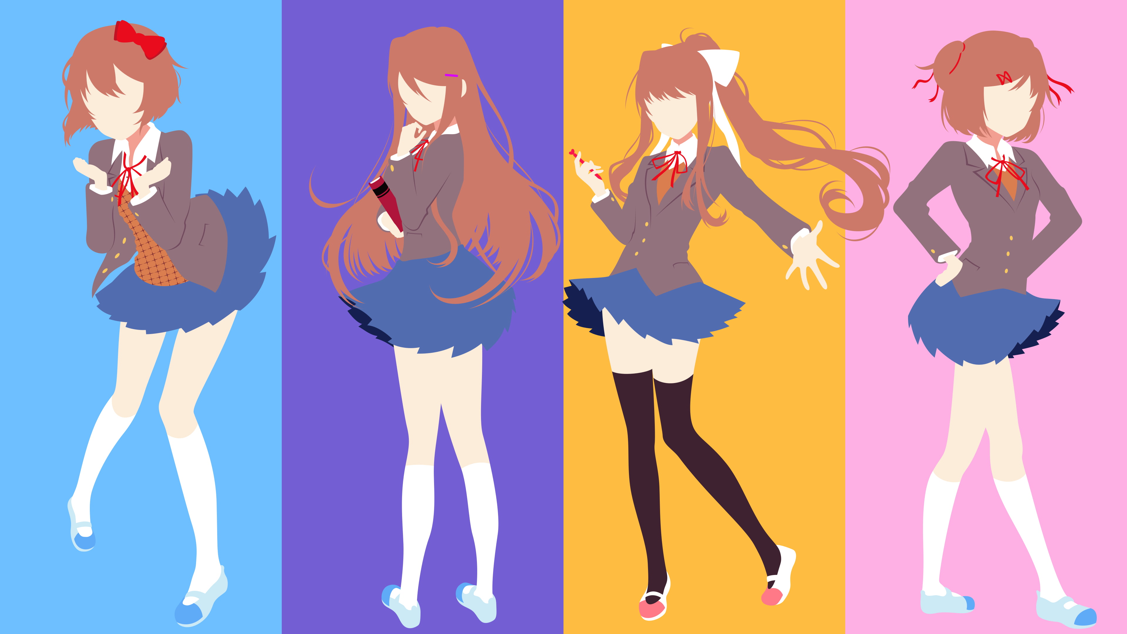 fashion, young women, composite image, standing, digital composite, visual novel, Monika (Doki Doki Literature Club), clothing, young adult, Doki Doki Literature Club, HD Wallpaper
