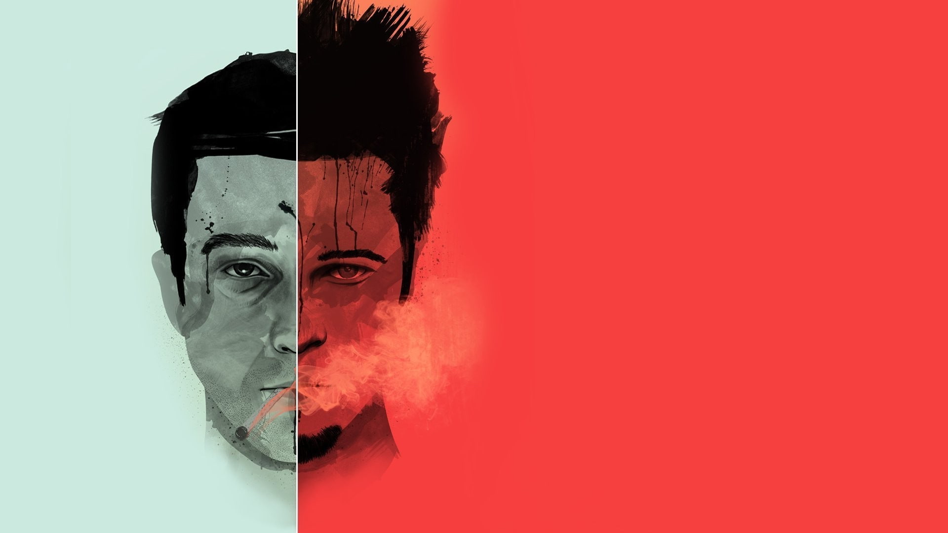 studio shot, human face, digital composite, Brad Pitt, body part, headshot, serious, 1080P, human body part, colored background, Fight Club, young men, HD Wallpaper