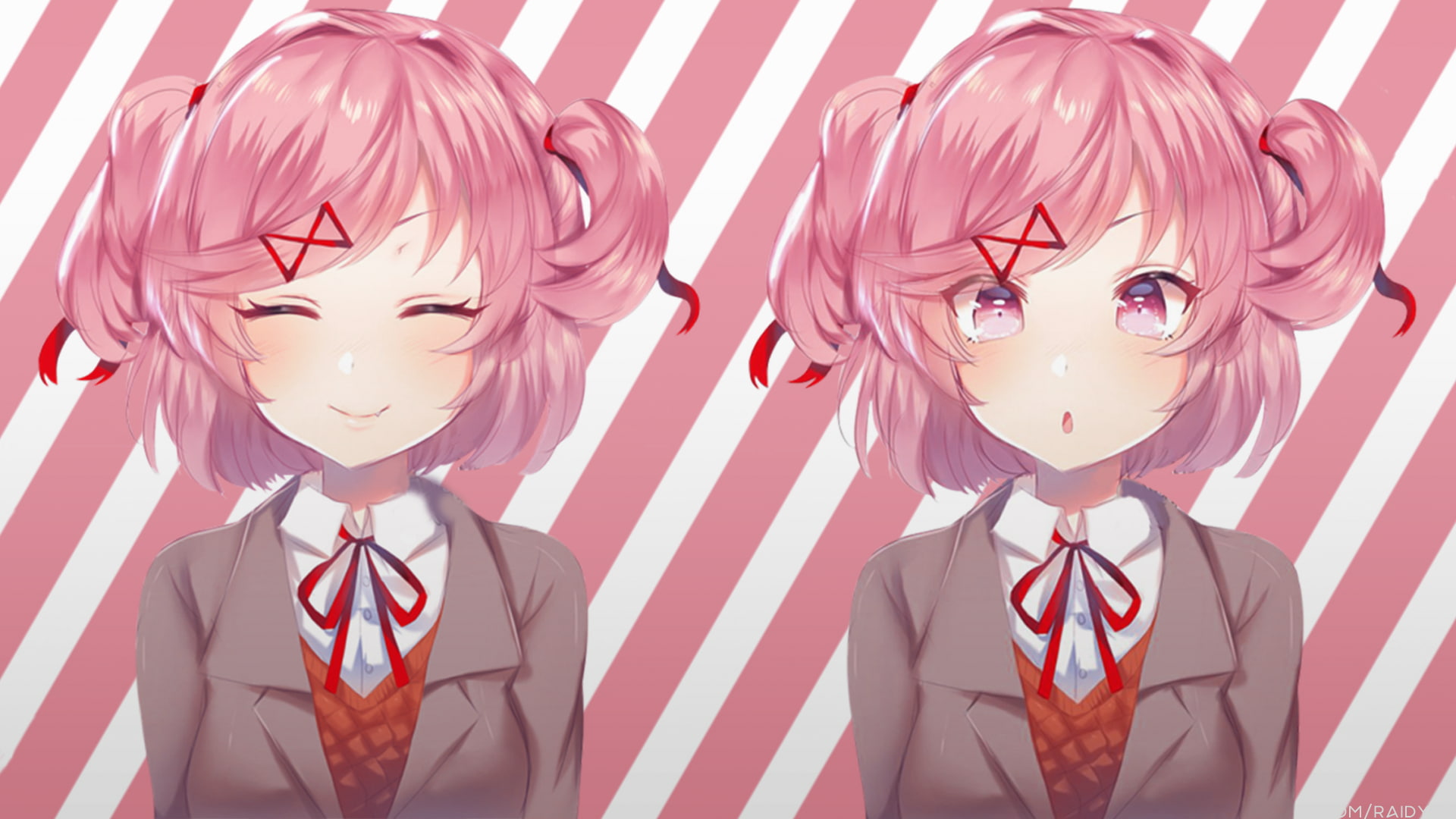 Doki Doki Literature Club, picture-in-picture, 1080P, Natsuki (Doki Doki Literature Club), anime, anime girls, HD Wallpaper