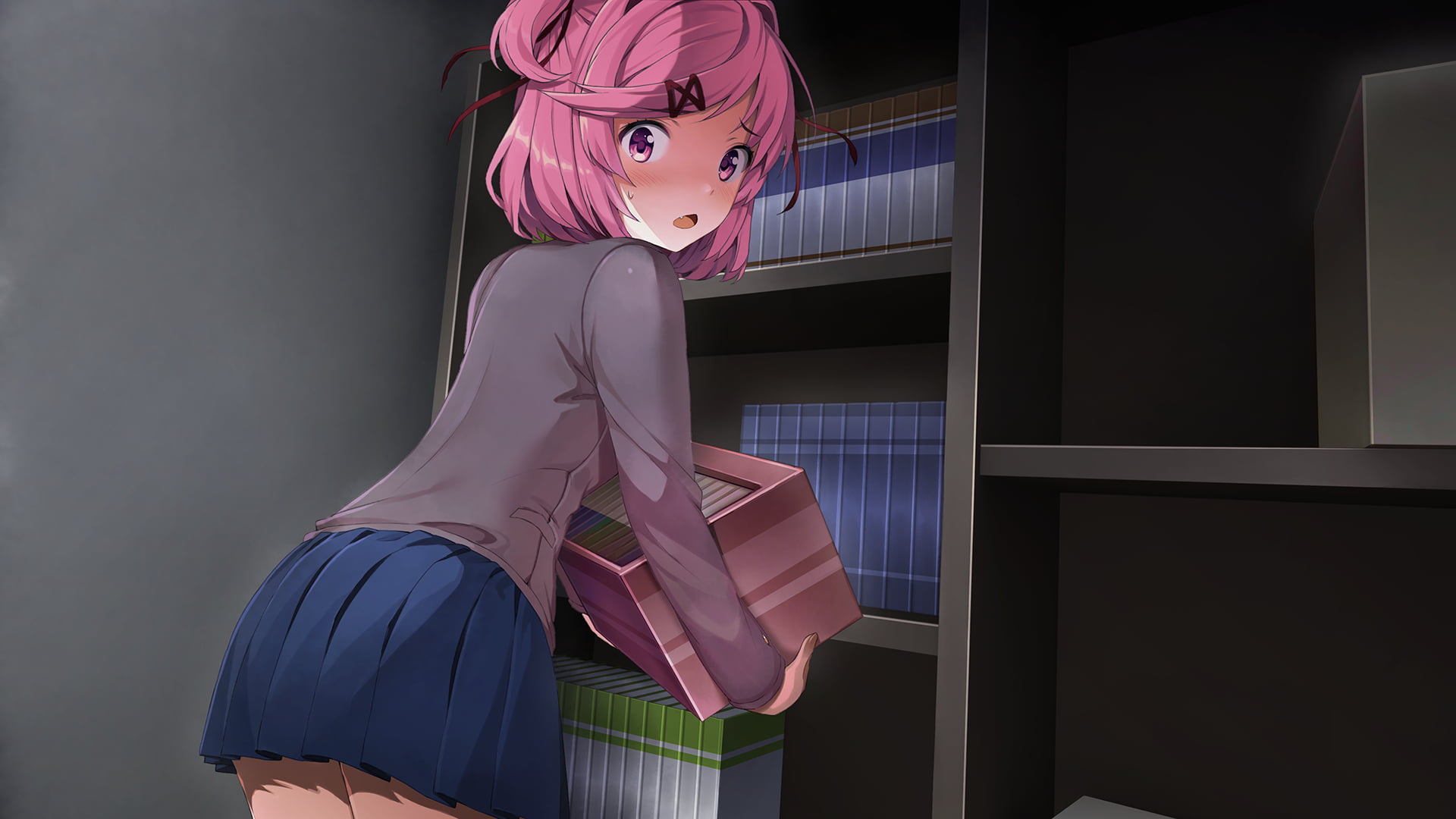 anime girls, pink hair, Doki Doki Literature Club, 1080P, anime, Natsuki (Doki Doki Literature Club), HD Wallpaper