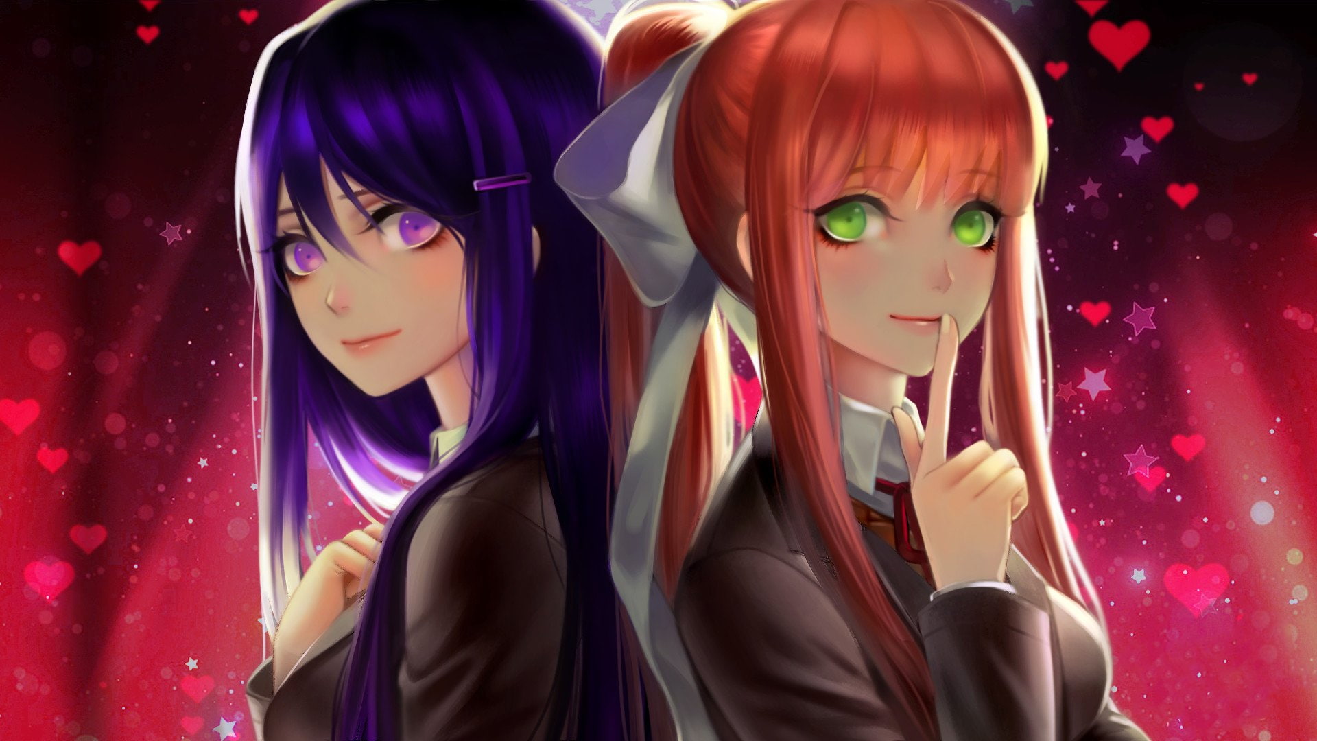 Yuri (Doki Doki Literature Club!), Monika (Doki Doki Literature Club!), Video Game, Doki Doki Literature Club!, 1080P, HD Wallpaper
