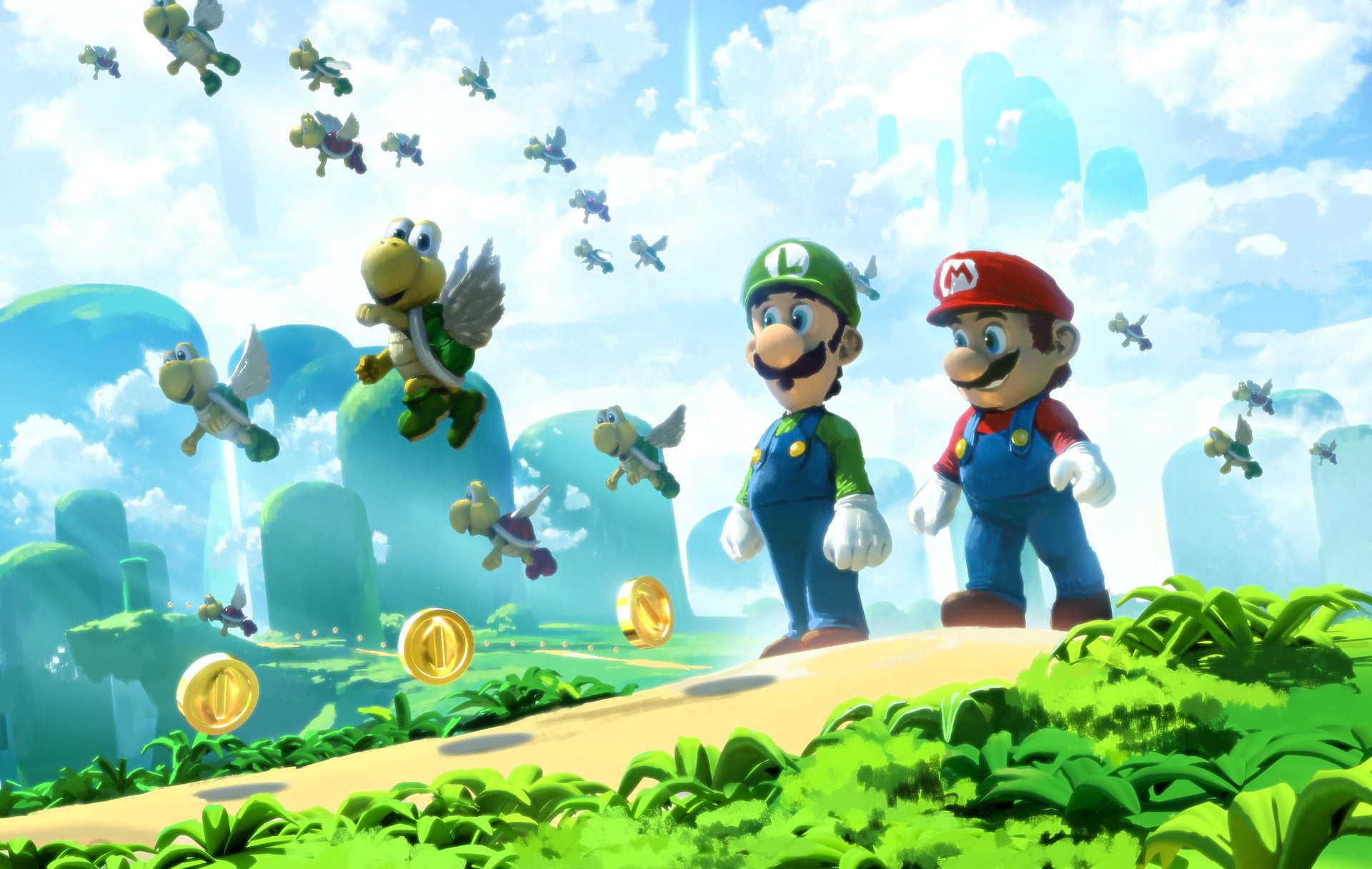 multi colored, Super Mario Bros., toy, boys, outdoors, representation, childhood, transparent, human representation, male likeness, 1080P, men, nature, HD Wallpaper