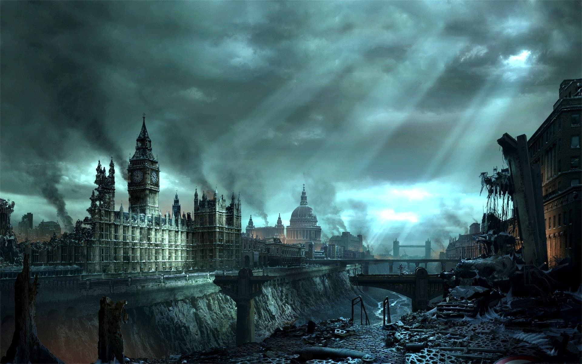 1080P, apocalyptic cityscape london hellgate london, HD Wallpaper