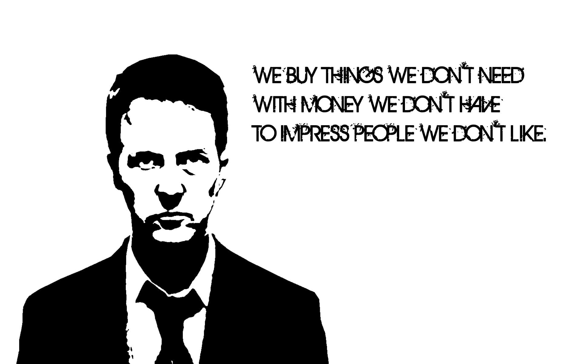 Edward Norton, typography, Fight Club, 1080P, men, movies, minimalism, HD Wallpaper