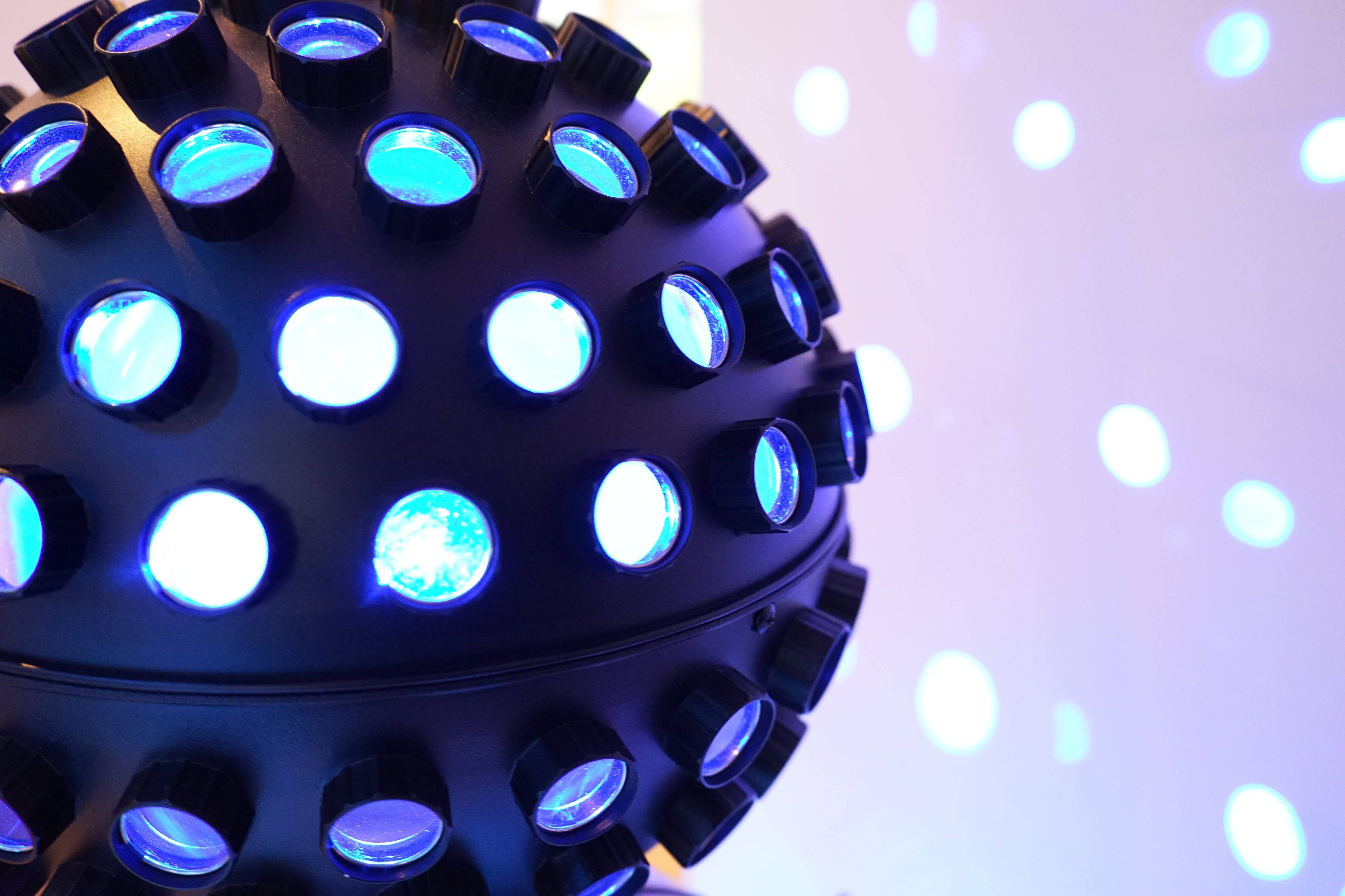 ball, no people, arts culture and entertainment, black, geometric shape, studio shot, equipment, dance, nightlife, indoors, multi colored, electricity, HD Wallpaper