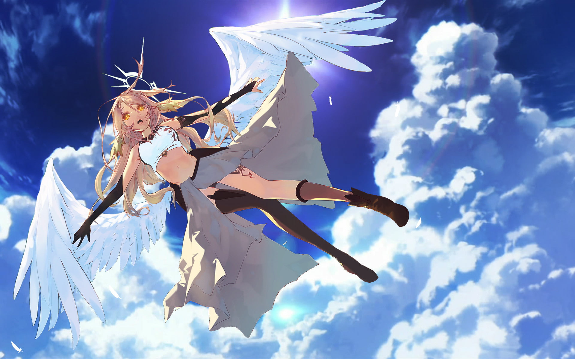 Jibril, anime girls, 1080P, wings, No Game No Life, HD Wallpaper