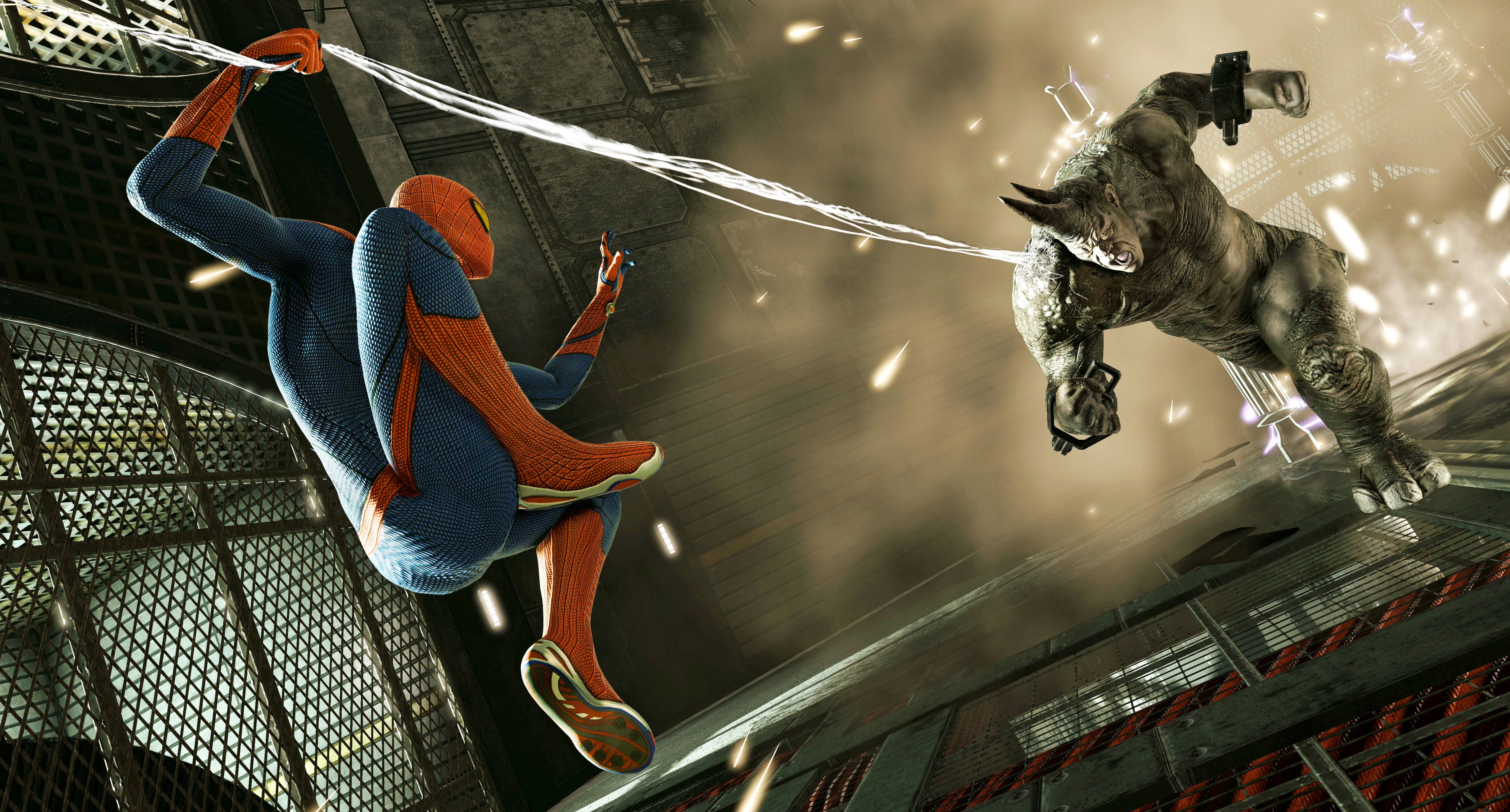 illuminated, rope, no people, games, rhino, decoration, creativity, spiderman, animal wildlife, outdoors, superheroes, human representation, hd, hanging, HD Wallpaper