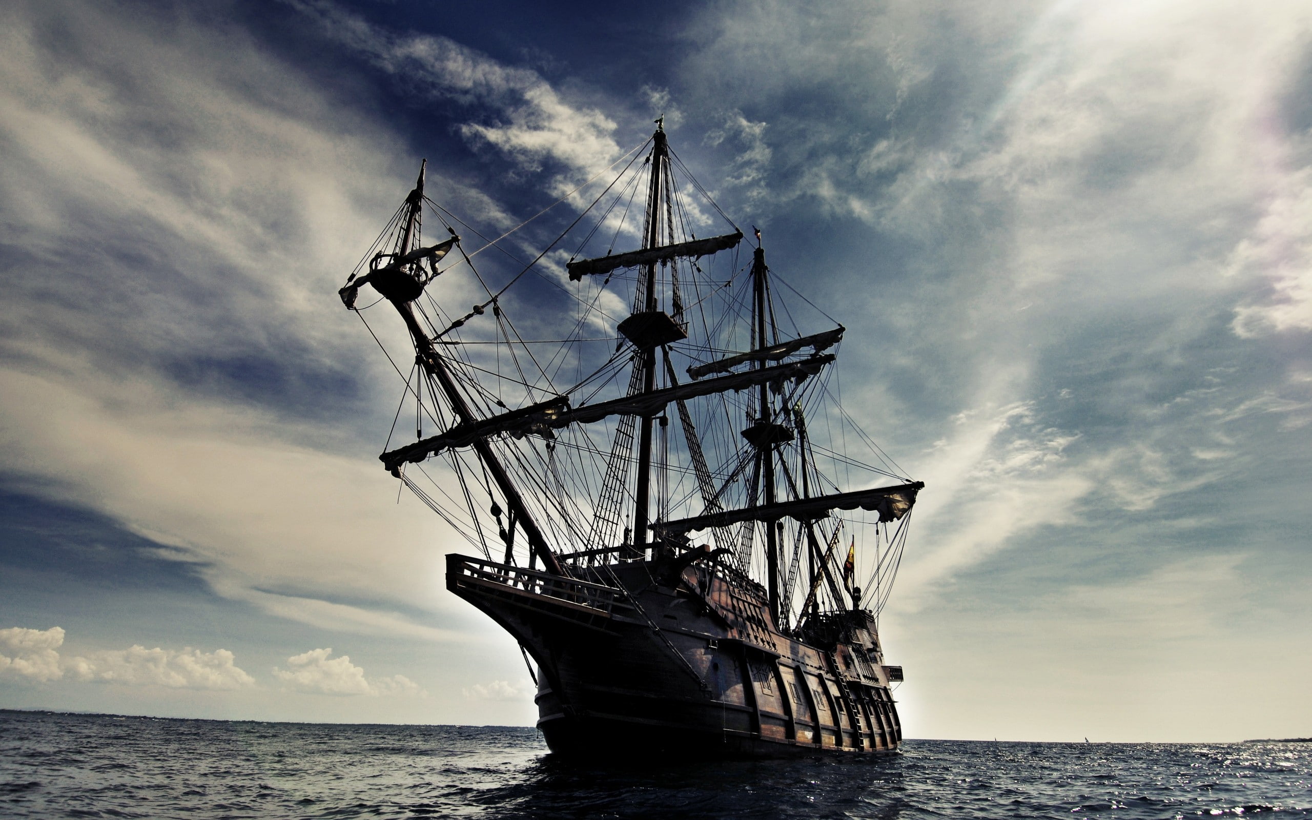 2K, century, art, 2560x1600 px, anime, x, sailing, hd, px, sea, sky, 17th century, th, hellsing, boat, HD Wallpaper